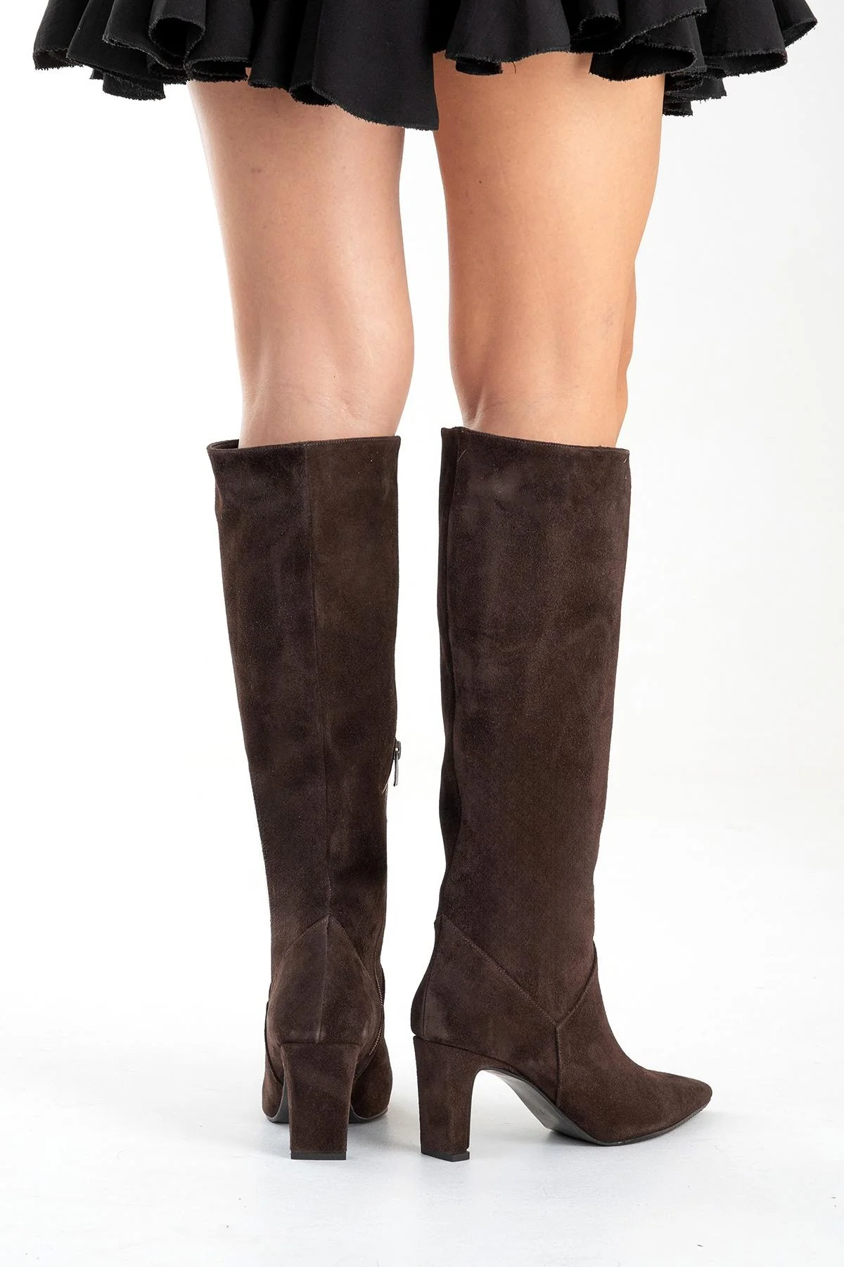 MERLA - Brown Suede Genuine Leather Block Heel Boot (Women) - Image 6