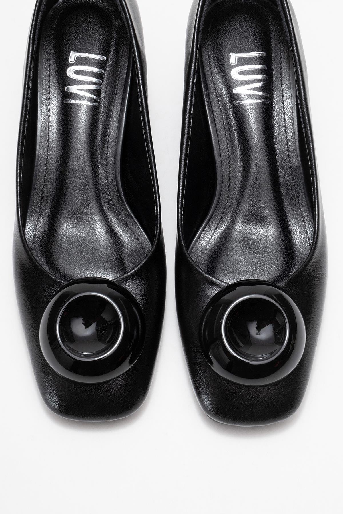 Mila - Black Buckle Square Toe Block Heel Shoe (Women) - Image 2