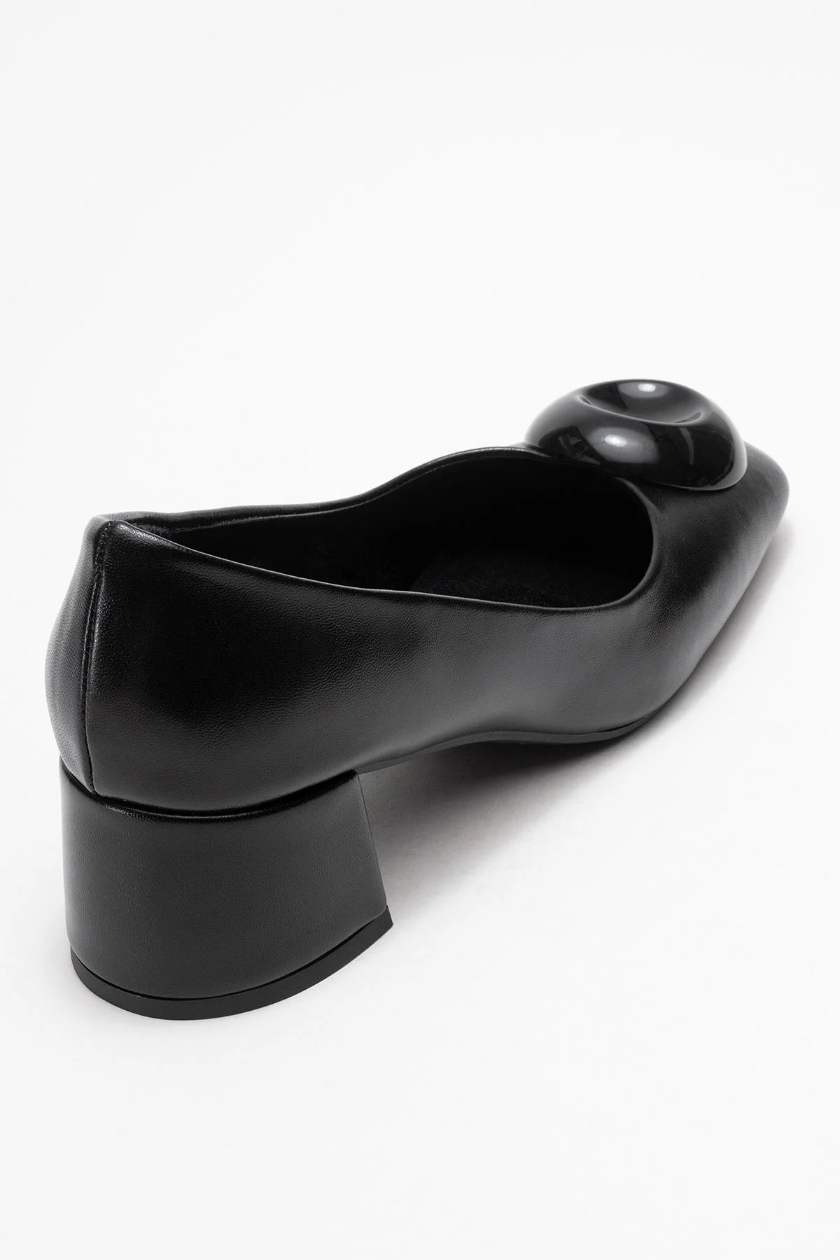Mila - Black Buckle Square Toe Block Heel Shoe (Women) - Image 5