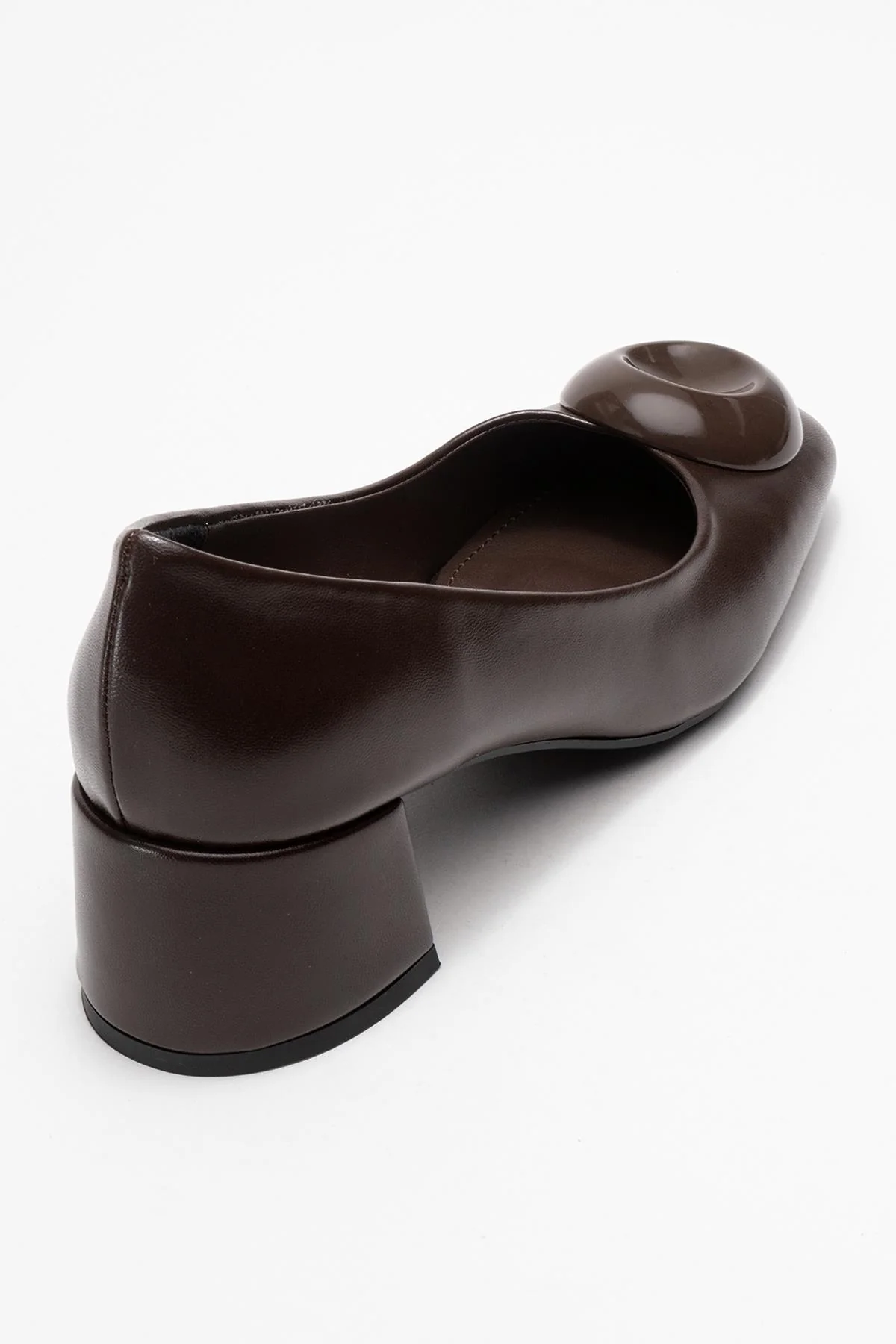 Mila - Brown Buckle Square Toe Block Heel Shoe (Women) - Image 5