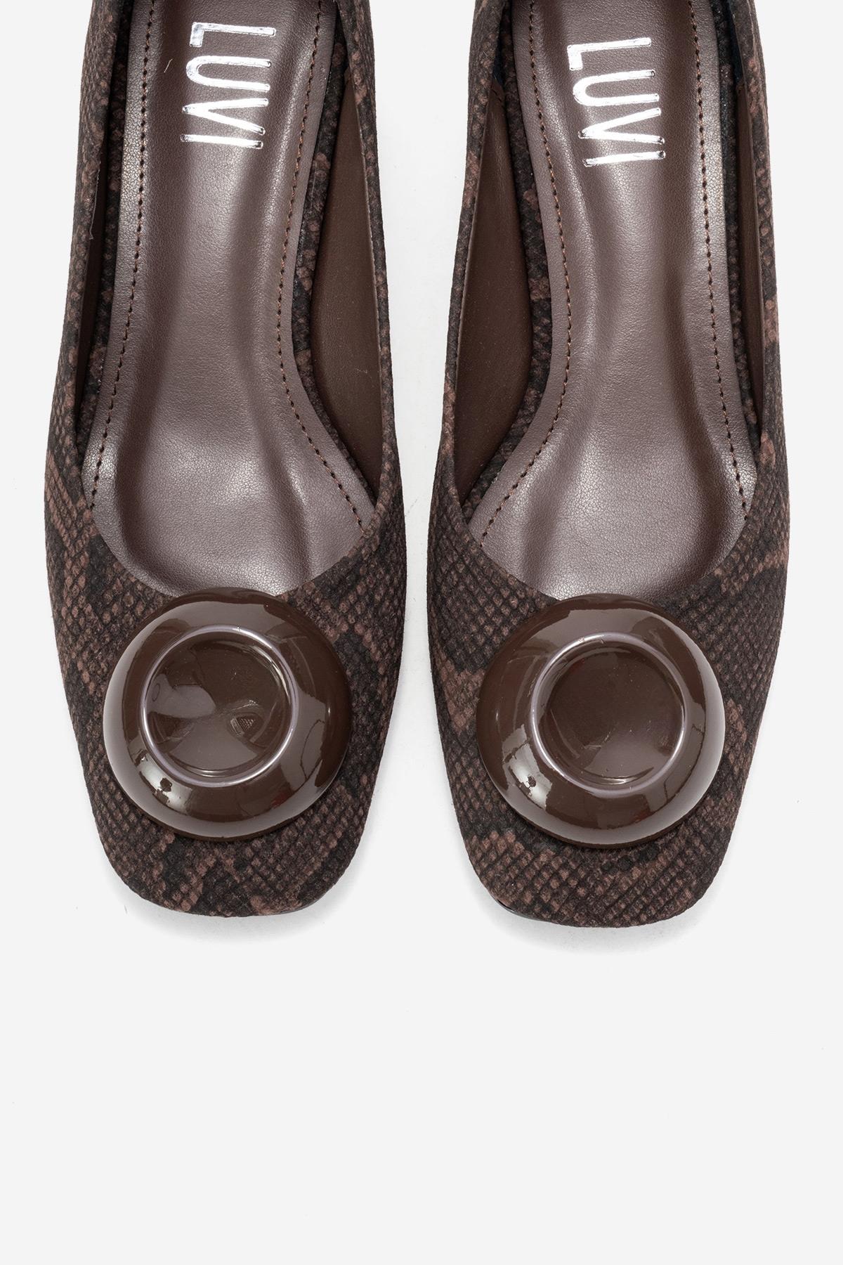 MILA - Brown Buckled Square Toe Block Heel Pump (Women) - Image 2