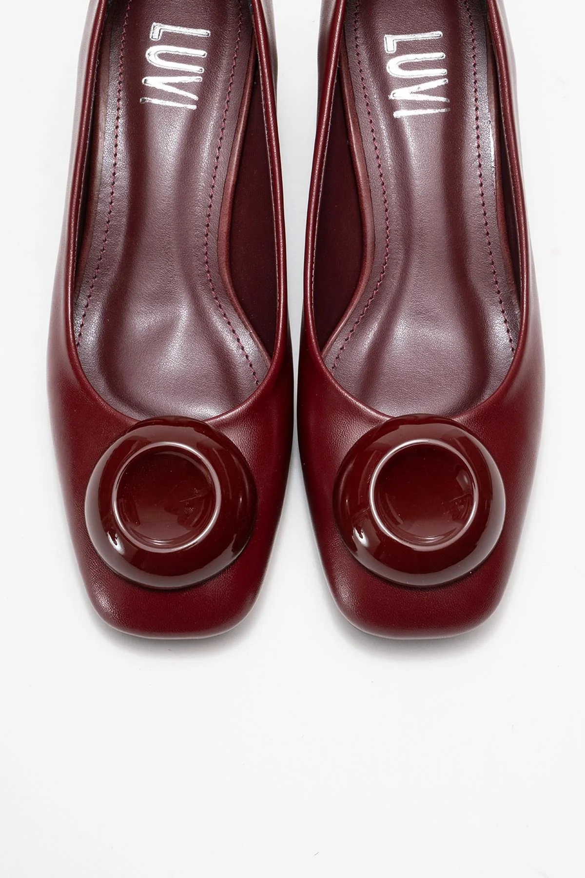 Mila - Burgundy Buckle Square Toe Block Heel Shoe (Women) - Image 2