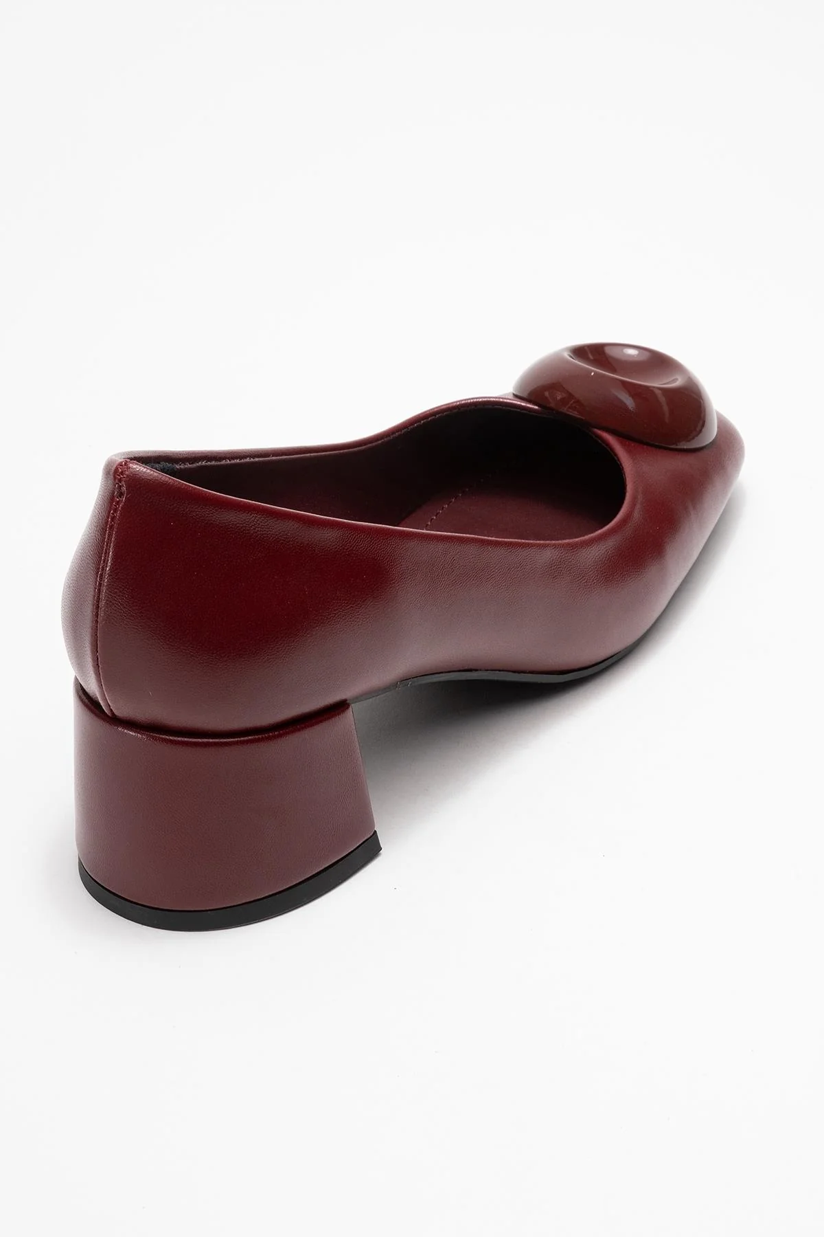 Mila - Burgundy Buckle Square Toe Block Heel Shoe (Women) - Image 5