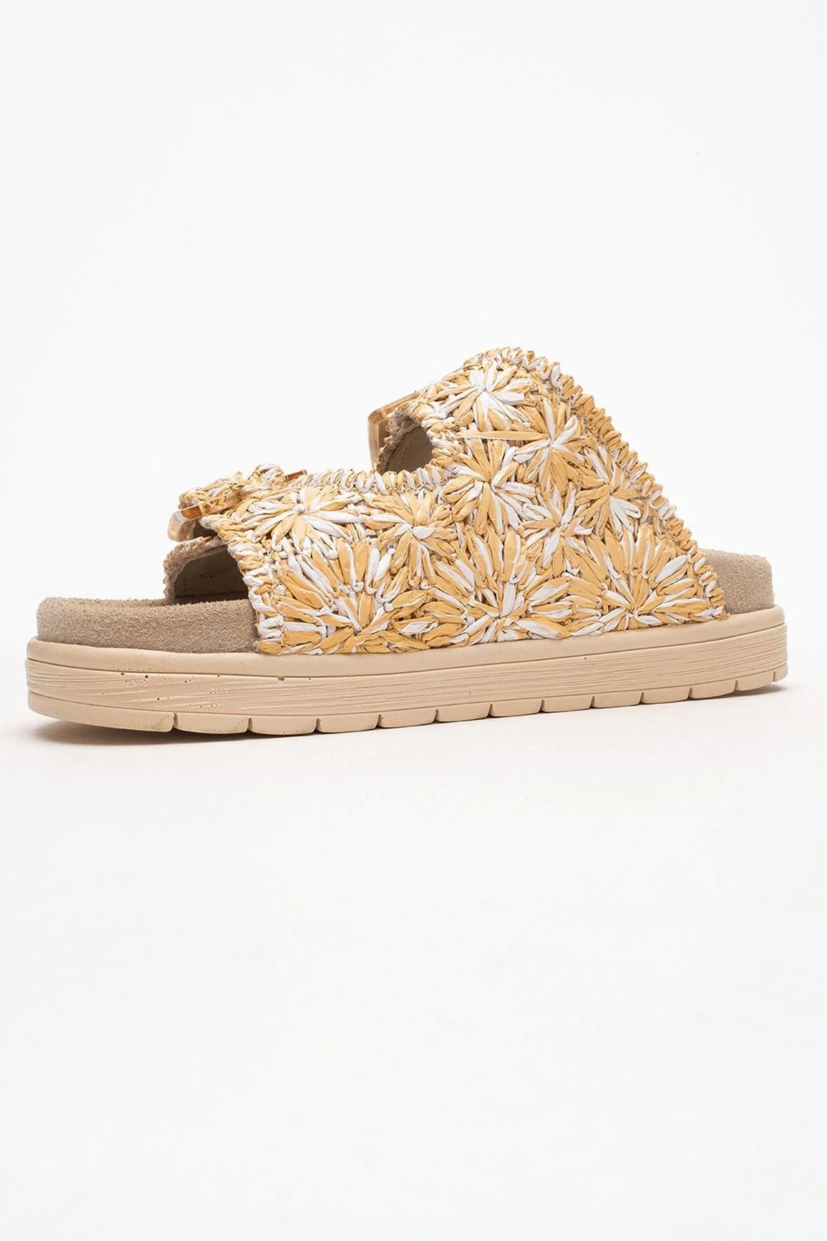 Milana Beige Leather Double‑Strap Slide (Women) - Image 4