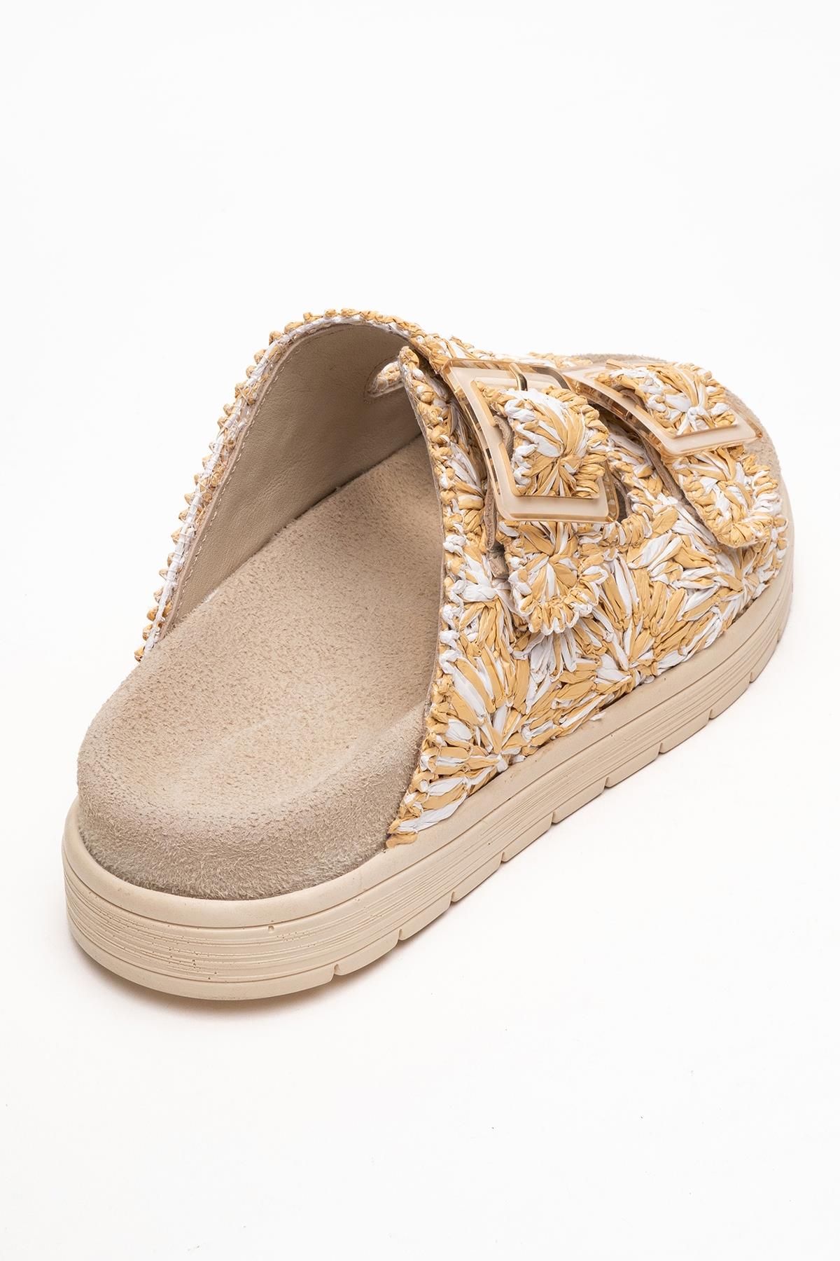 Milana Beige Leather Double‑Strap Slide (Women) - Image 5