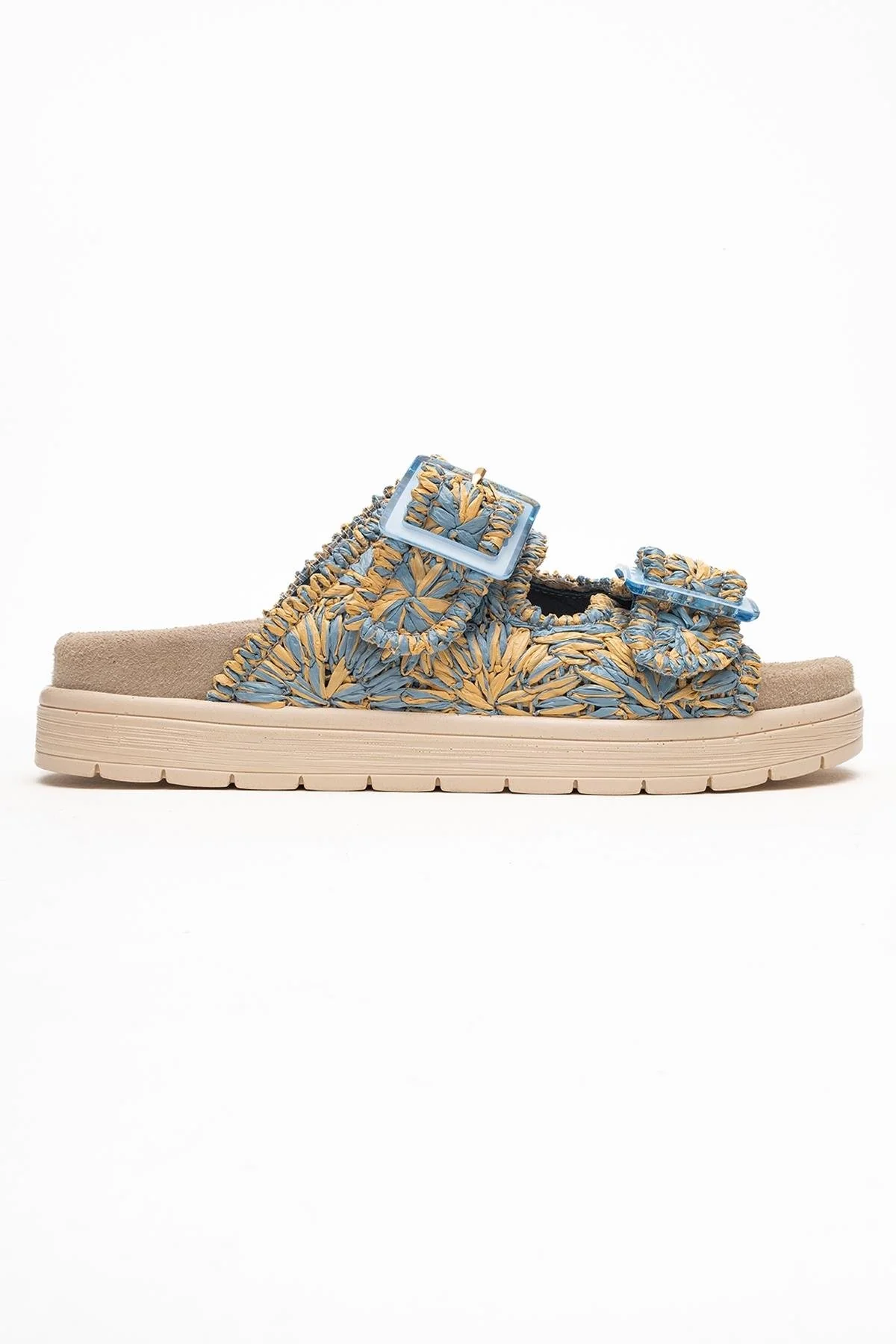 Milana Blue Leather Double‑Strap Slide (Women) - Image 6