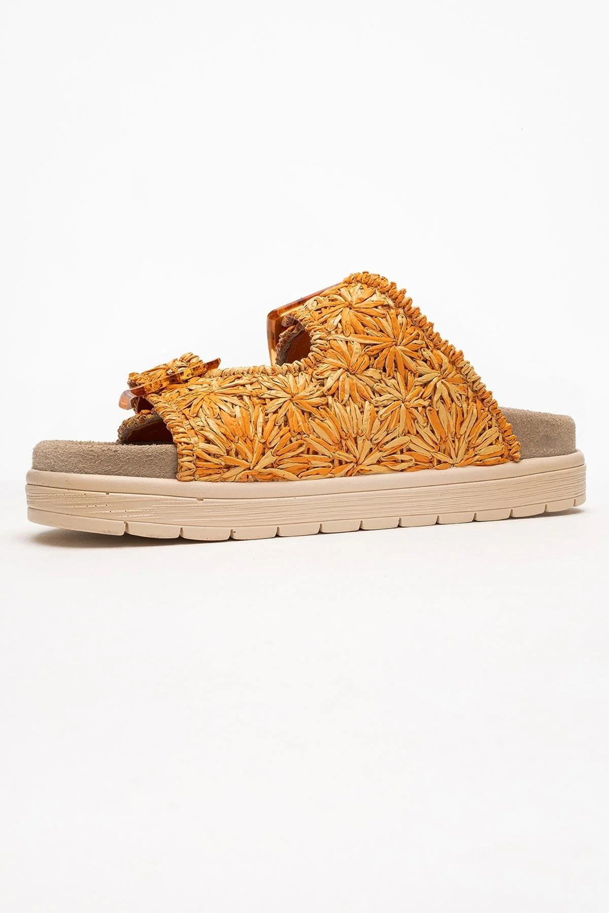 Milana Orange Leather Double‑Strap Slide (Women) - Image 4