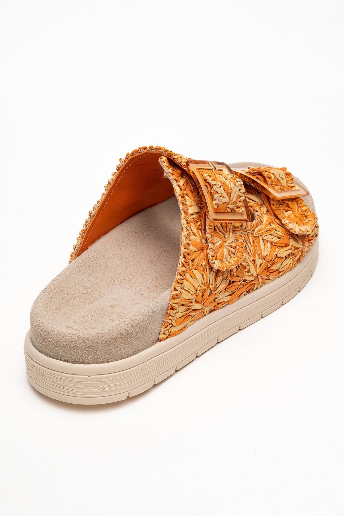Milana Orange Leather Double‑Strap Slide (Women) - Image 5