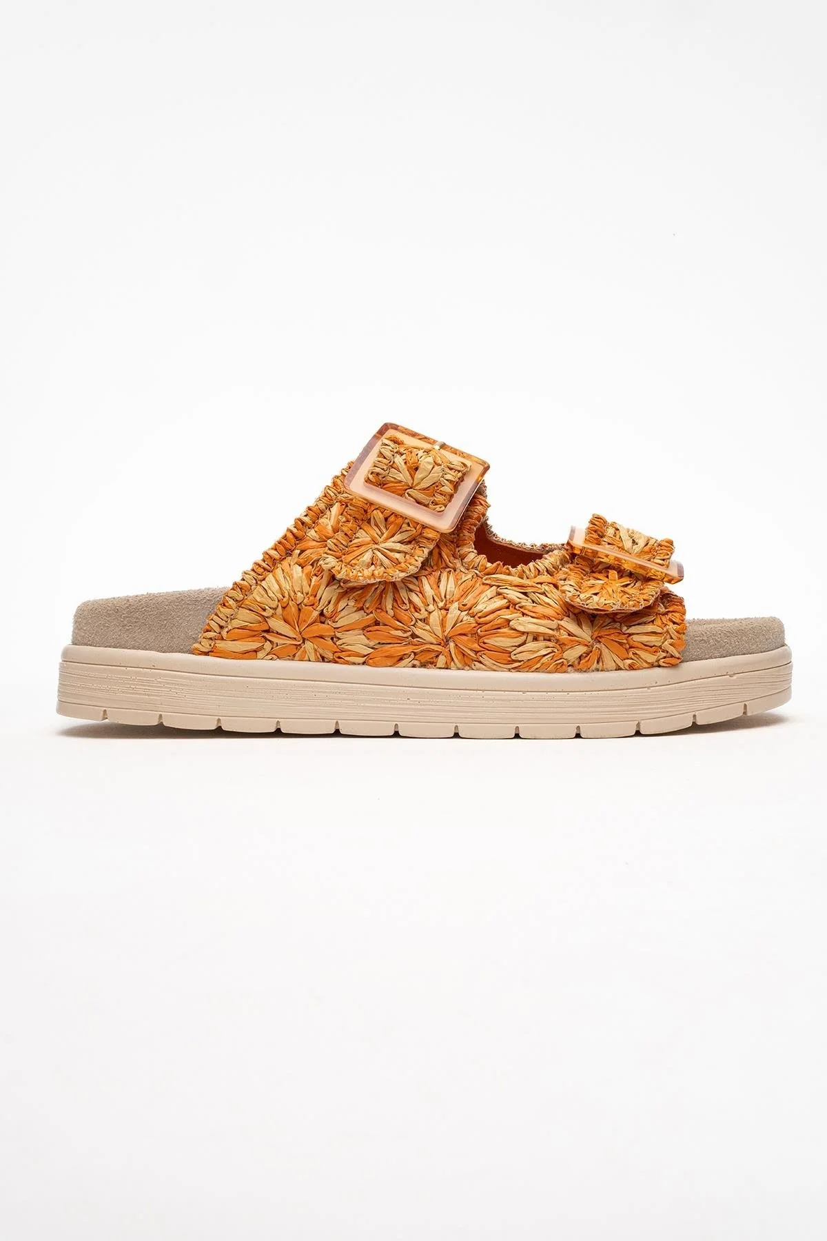 Milana Orange Leather Double‑Strap Slide (Women) - Image 6