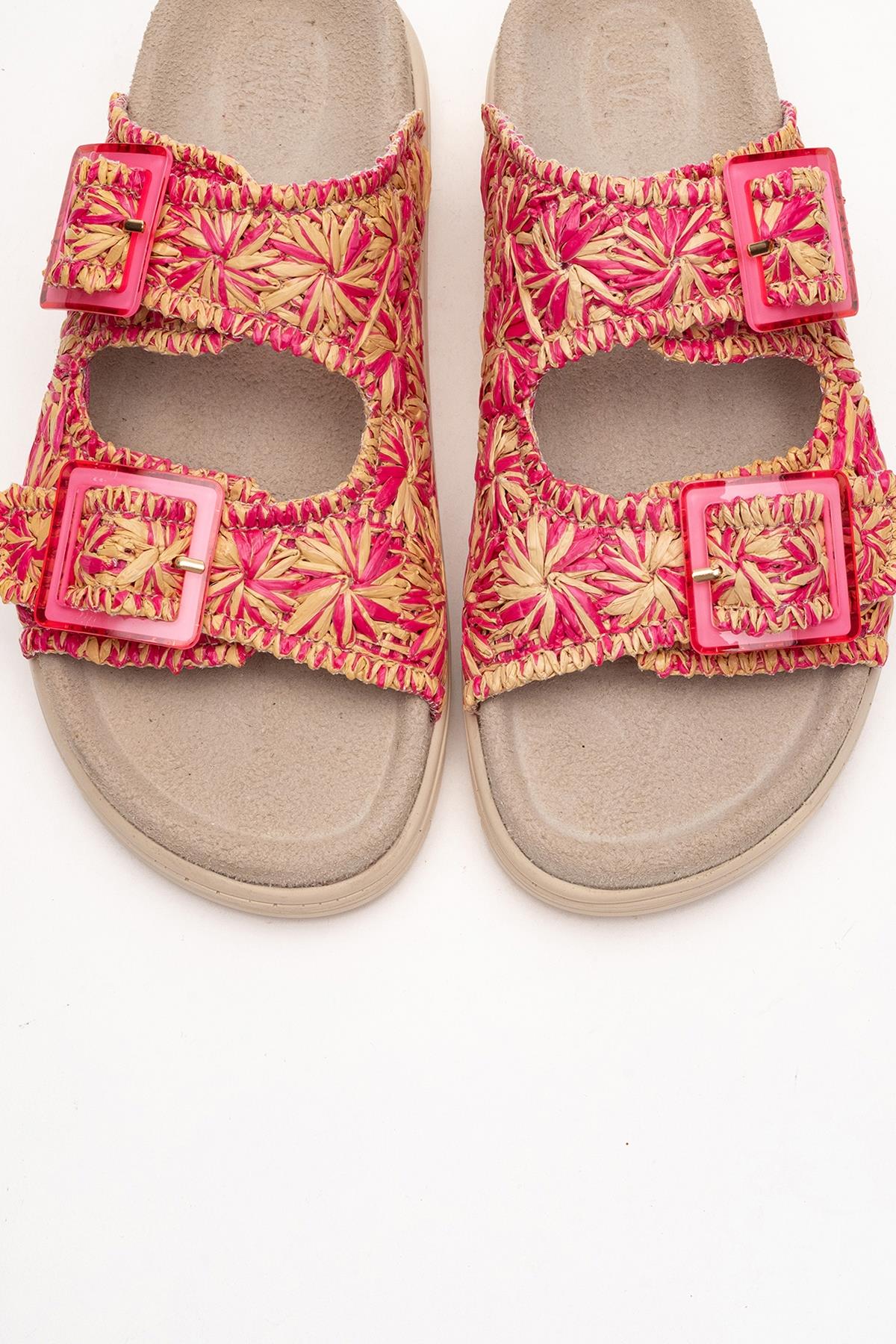 Milana Pink Leather Double‑Strap Slide (Women) - Image 2