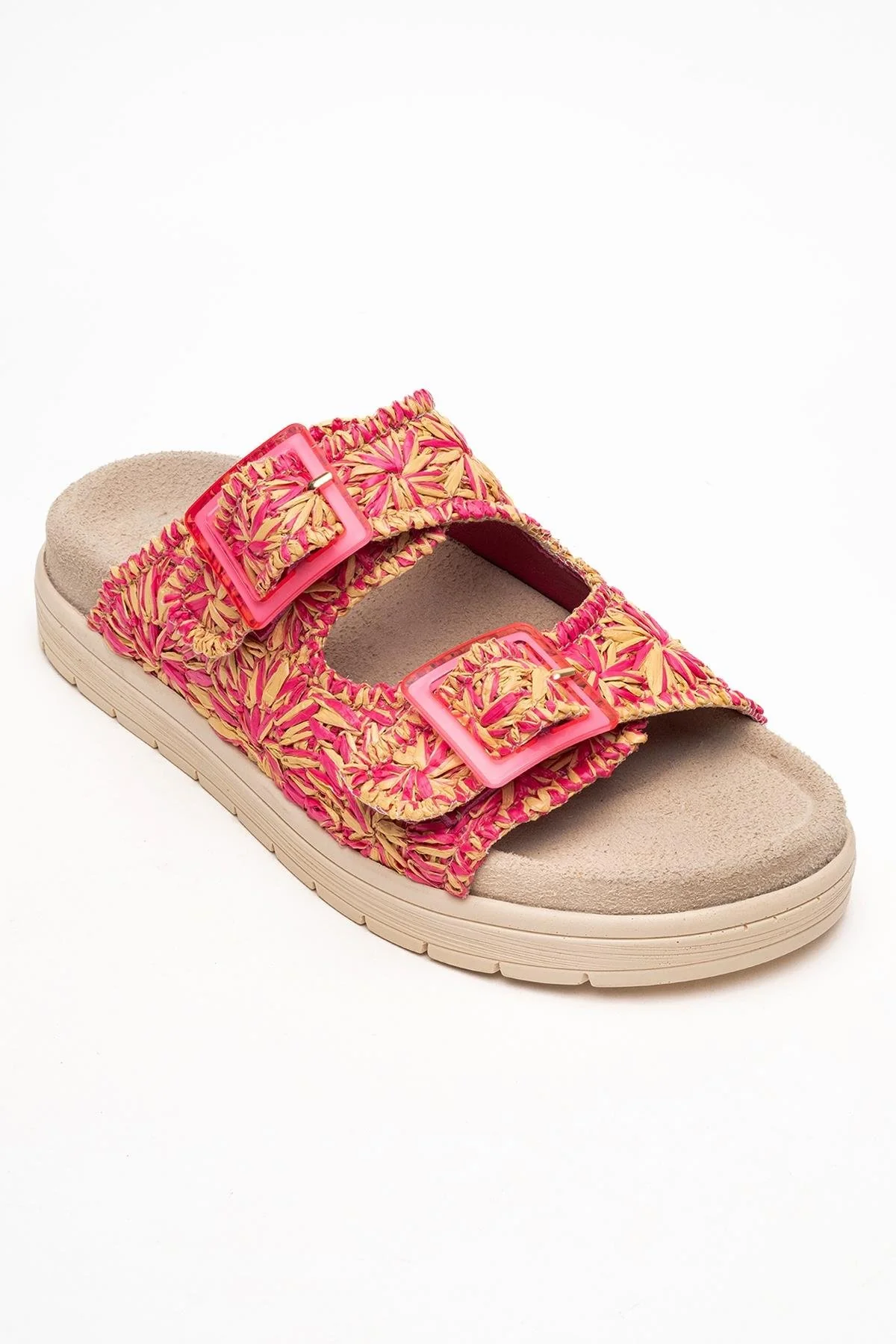 Milana Pink Leather Double‑Strap Slide (Women) - Image 3