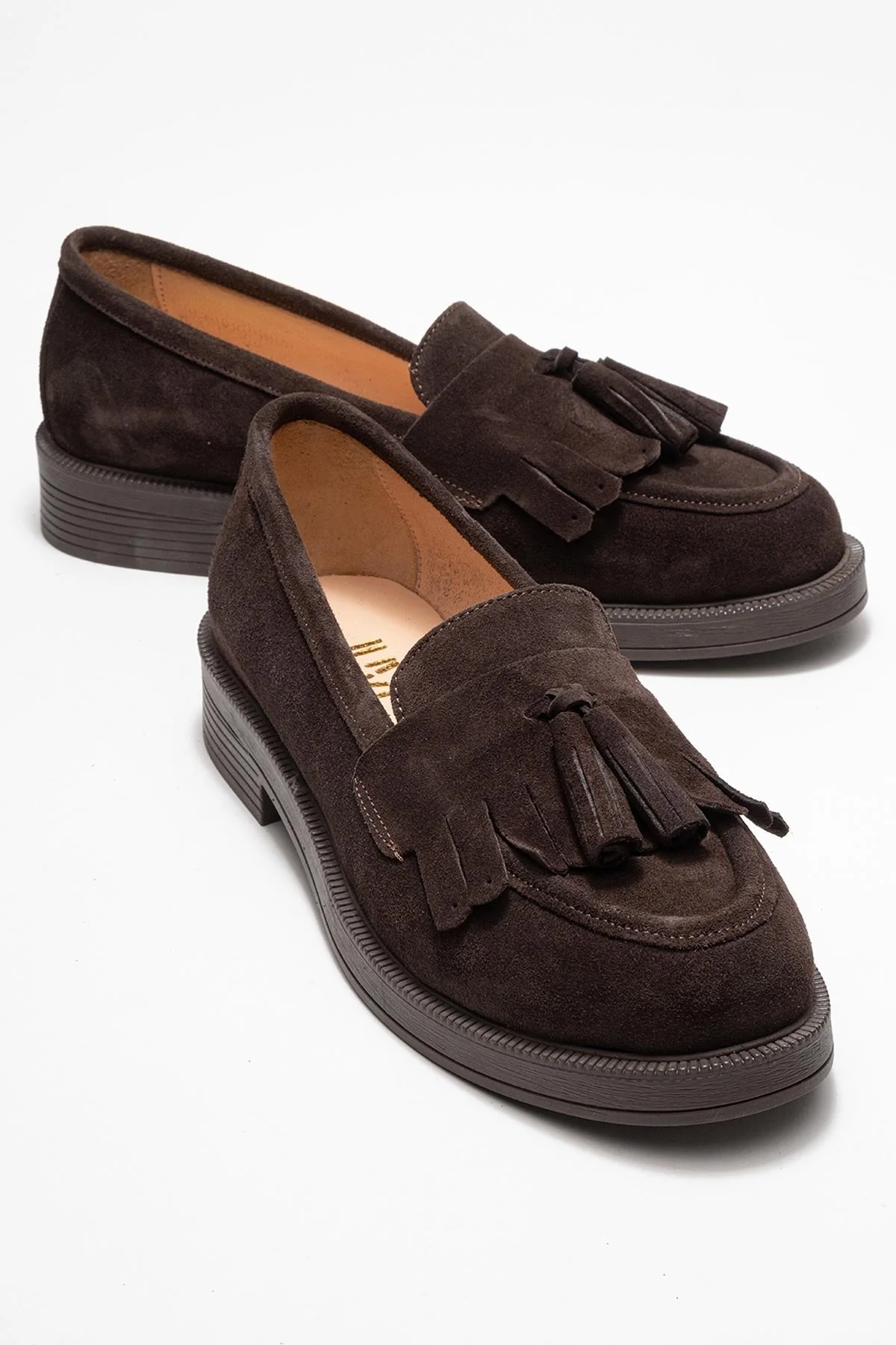 Milina - Brown Suede Genuine Leather Tassel Loafer (Women)