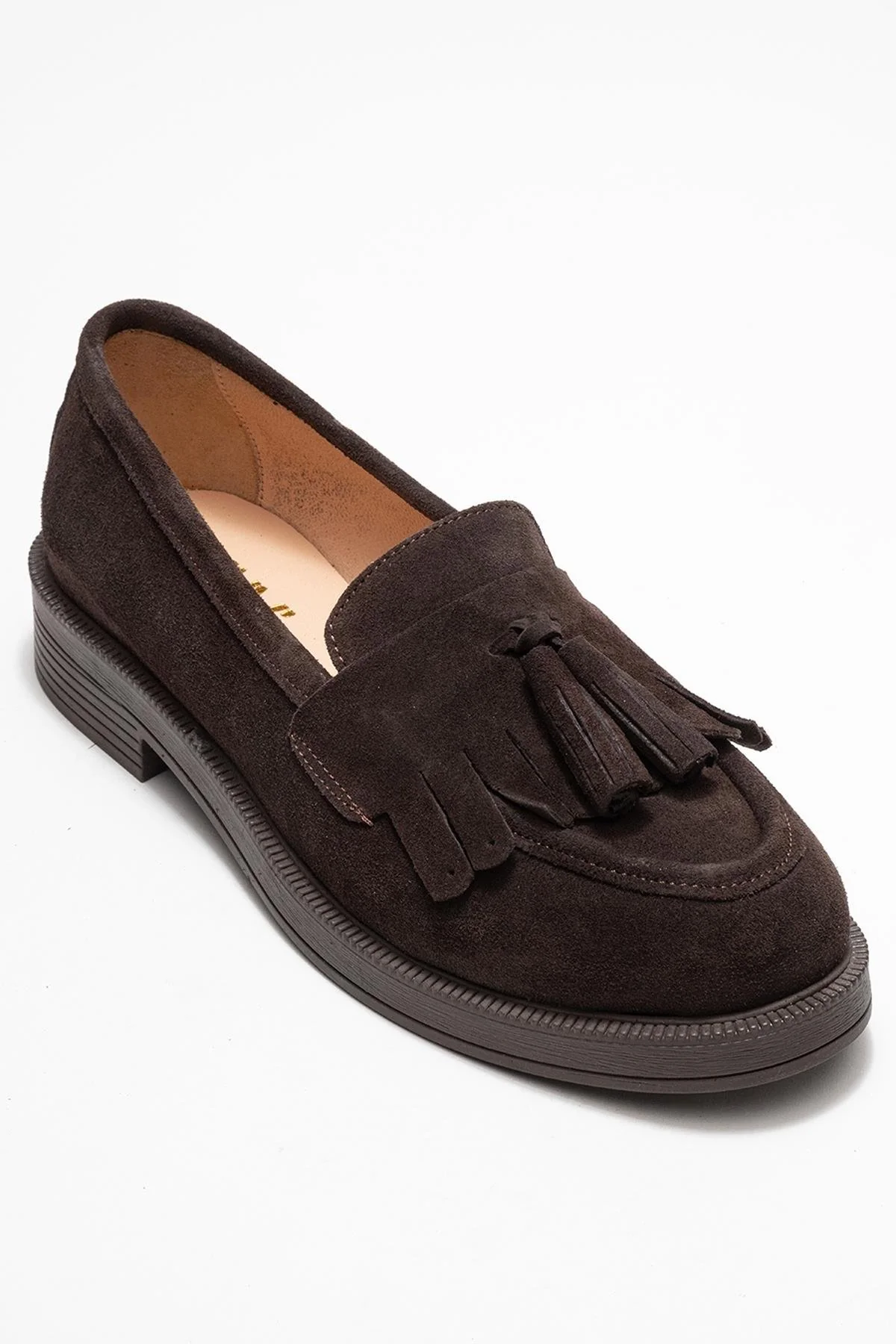 Milina - Brown Suede Genuine Leather Tassel Loafer (Women) - Image 3