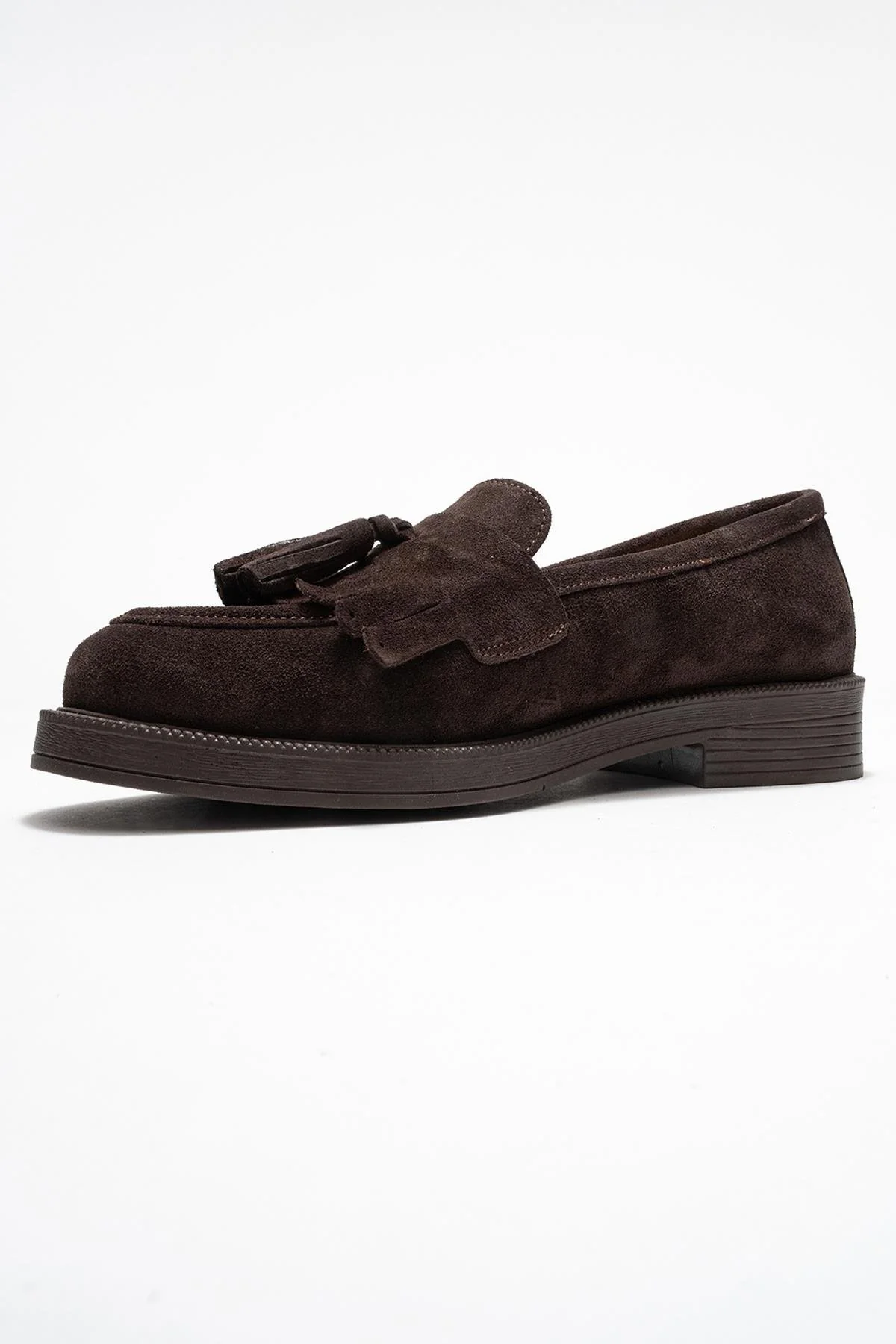 Milina - Brown Suede Genuine Leather Tassel Loafer (Women) - Image 4