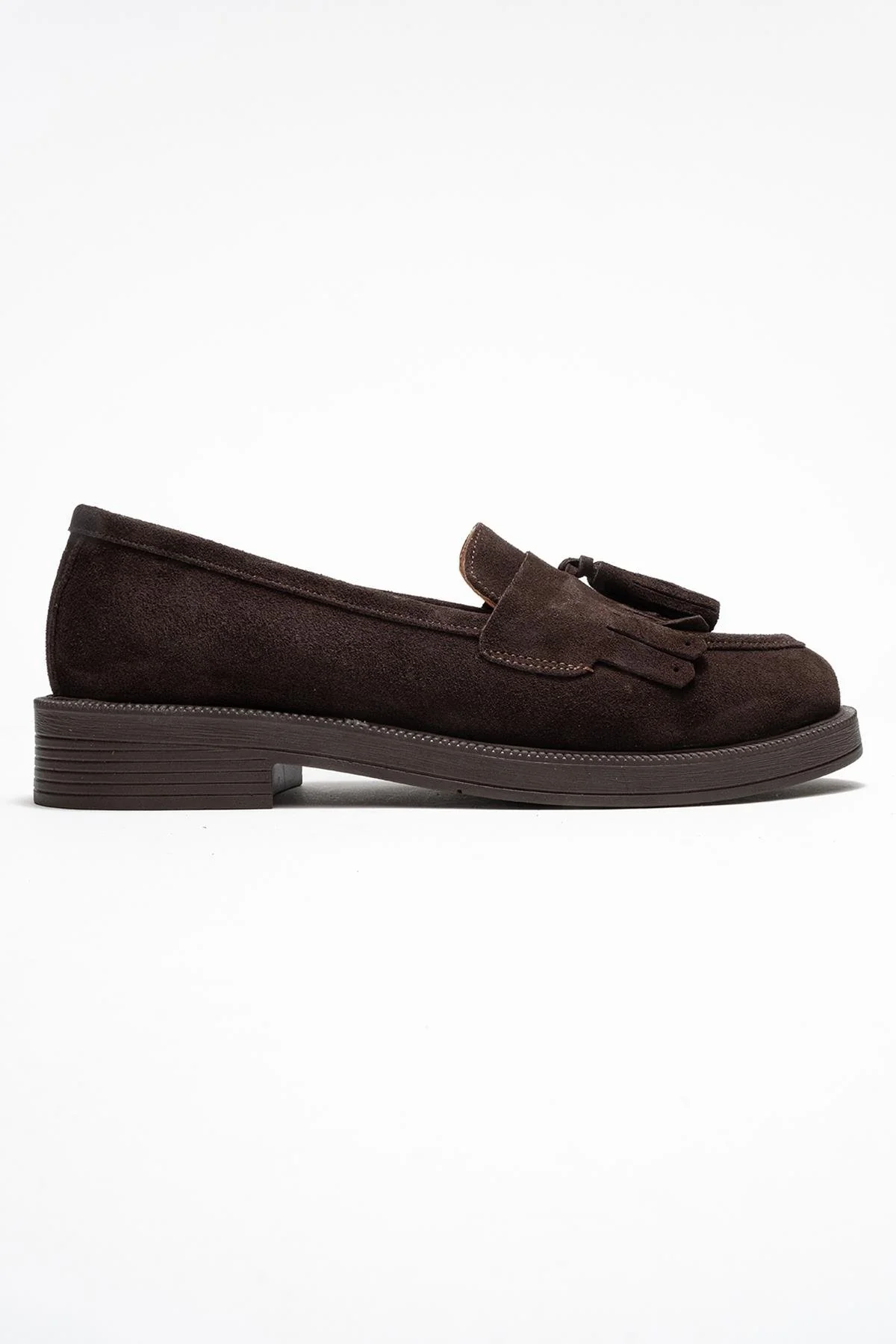 Milina - Brown Suede Genuine Leather Tassel Loafer (Women) - Image 6