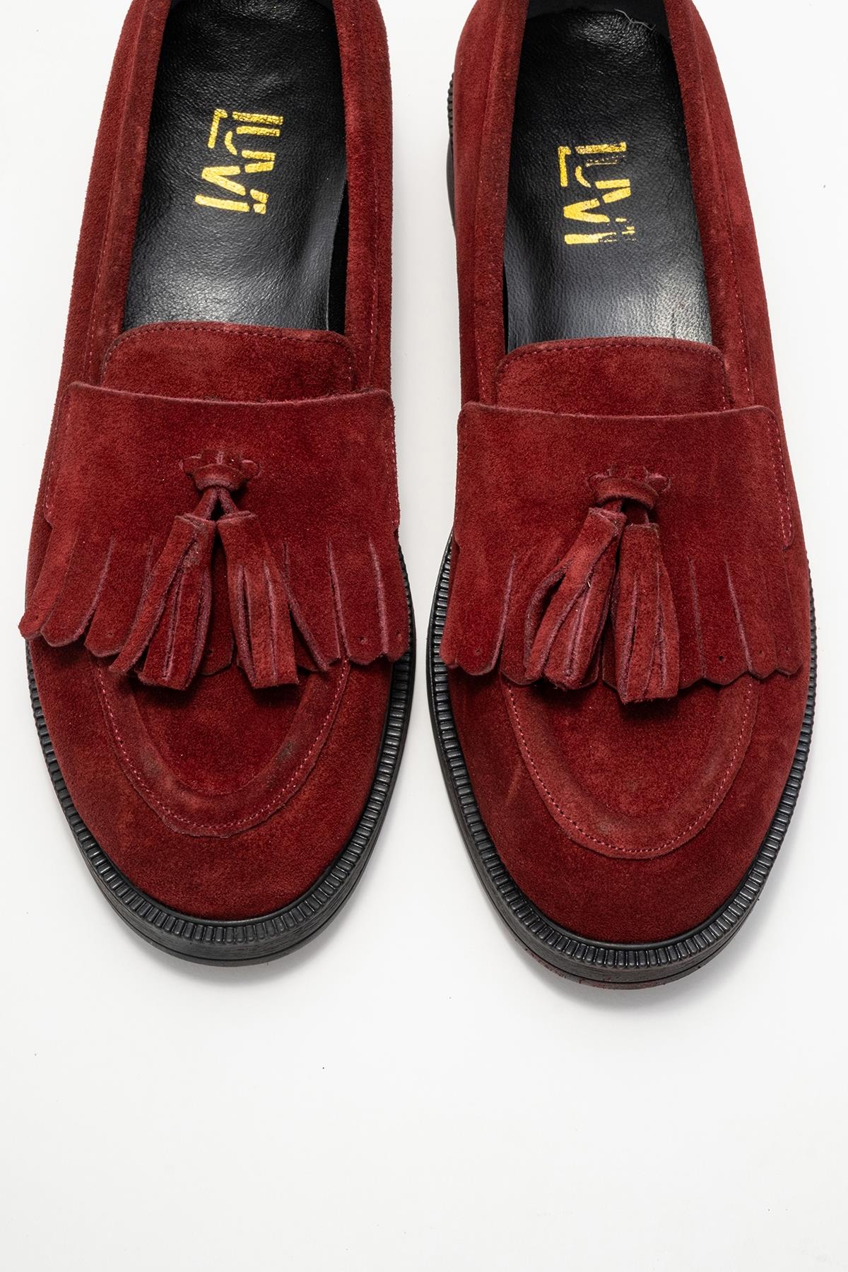 Milina - Burgundy Tassel Genuine Leather Loafer (Women) - Image 2