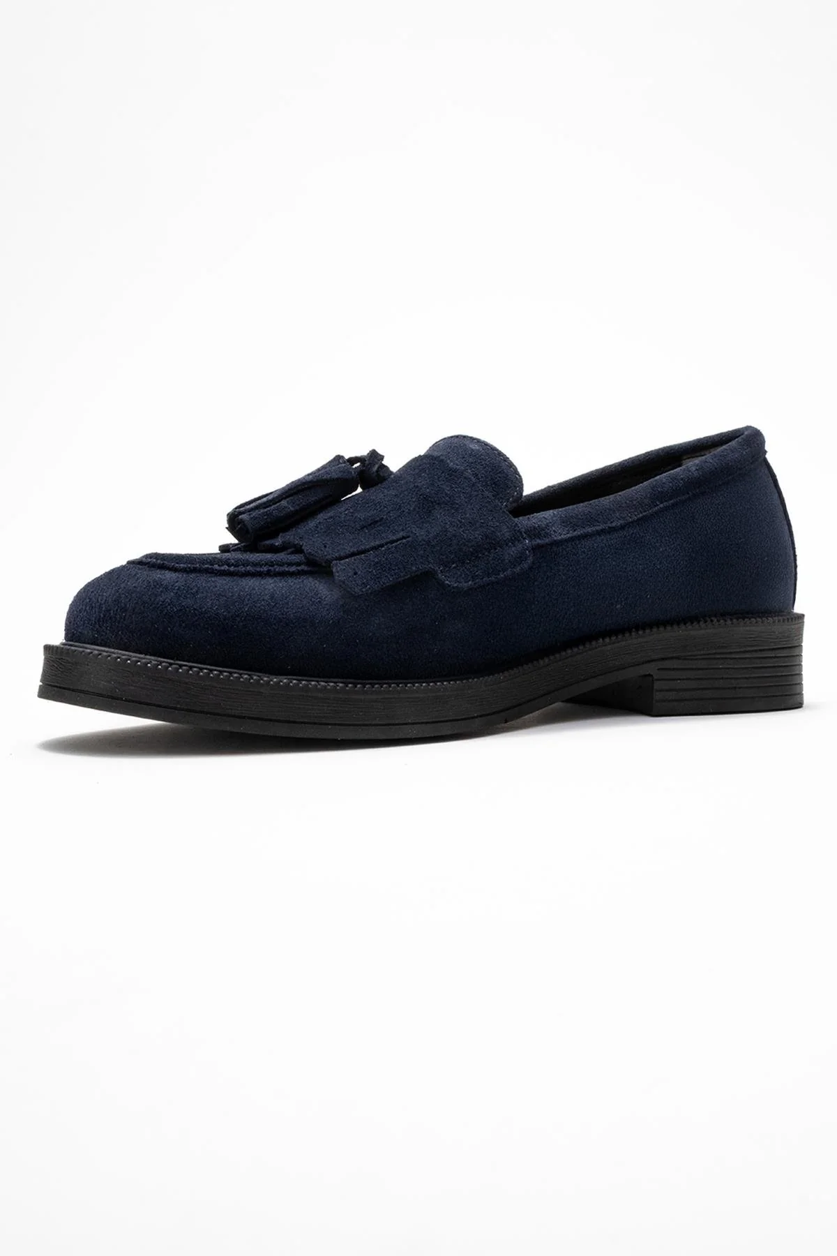 Milina - Navy Suede Genuine Leather Tassel Loafer (Women) - Image 4