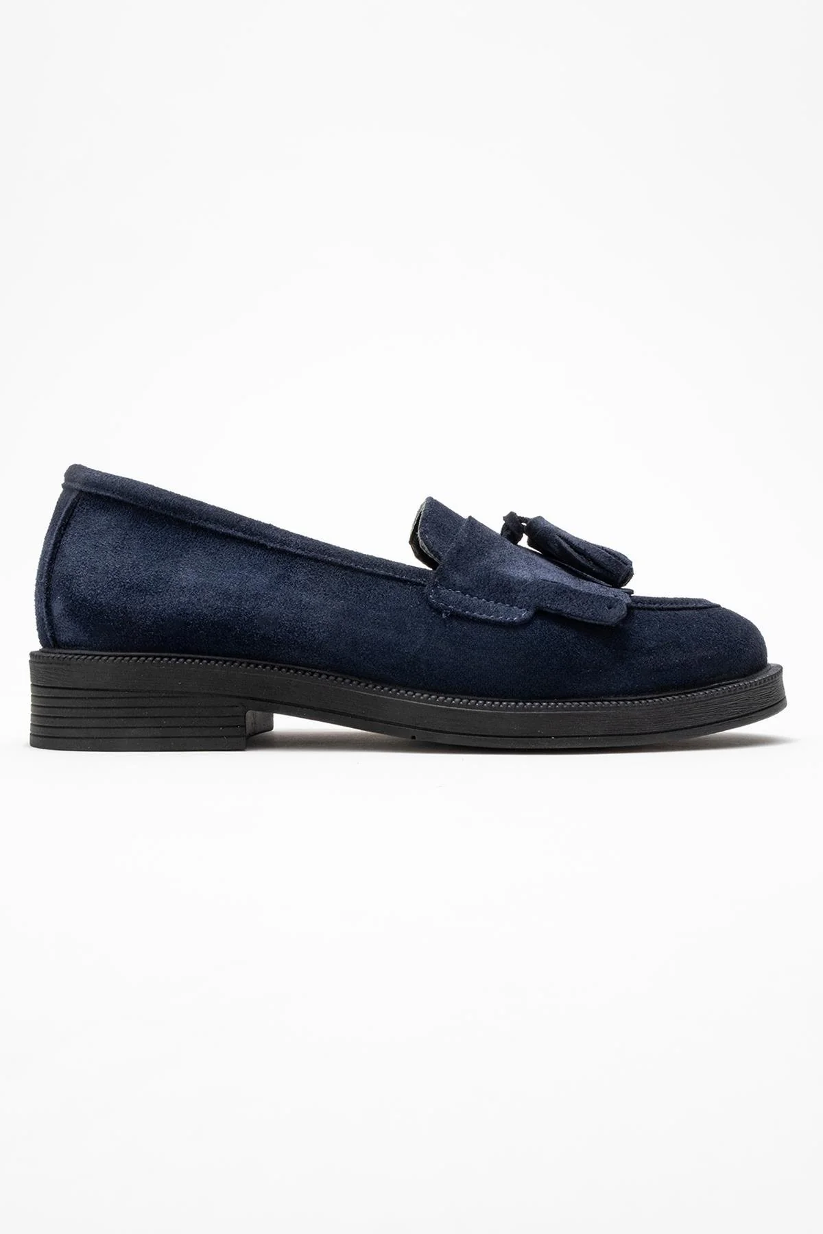 Milina - Navy Suede Genuine Leather Tassel Loafer (Women) - Image 6