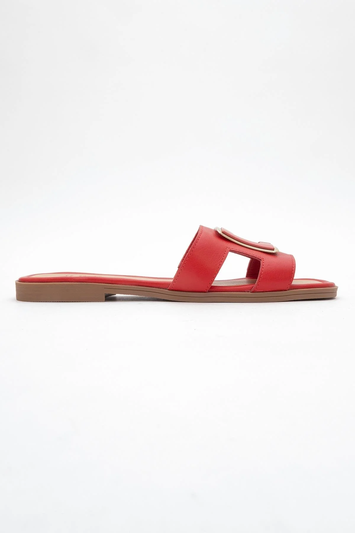 MILLIE Red Leather Buckle Slide (Women) - Image 6