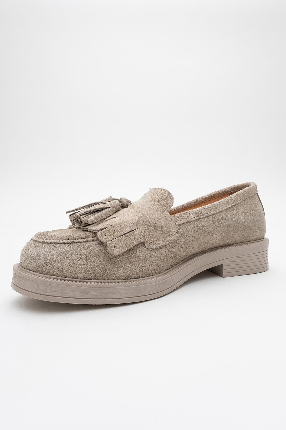 Milly - Beige Suede Leather Tassel Loafers - Image 3