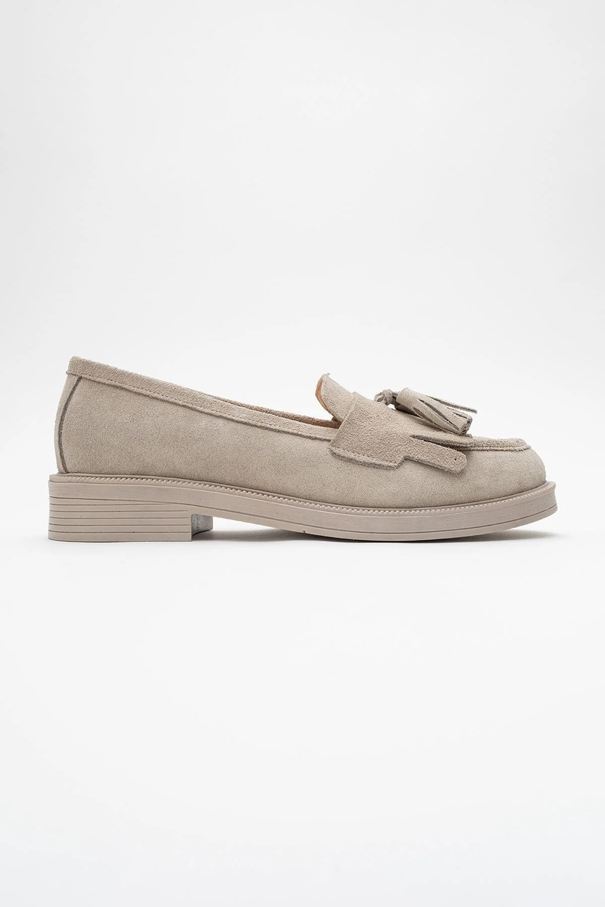 Milly - Beige Suede Leather Tassel Loafers - Image 5