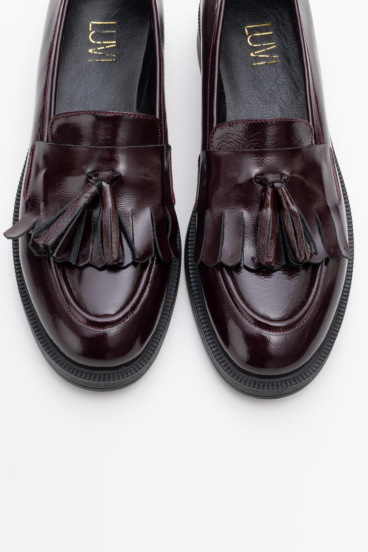 Milly - Burgundy Patent Leather Tassel Loafers - Image 2