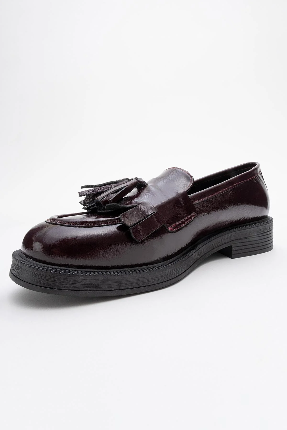 Milly - Burgundy Patent Leather Tassel Loafers - Image 3
