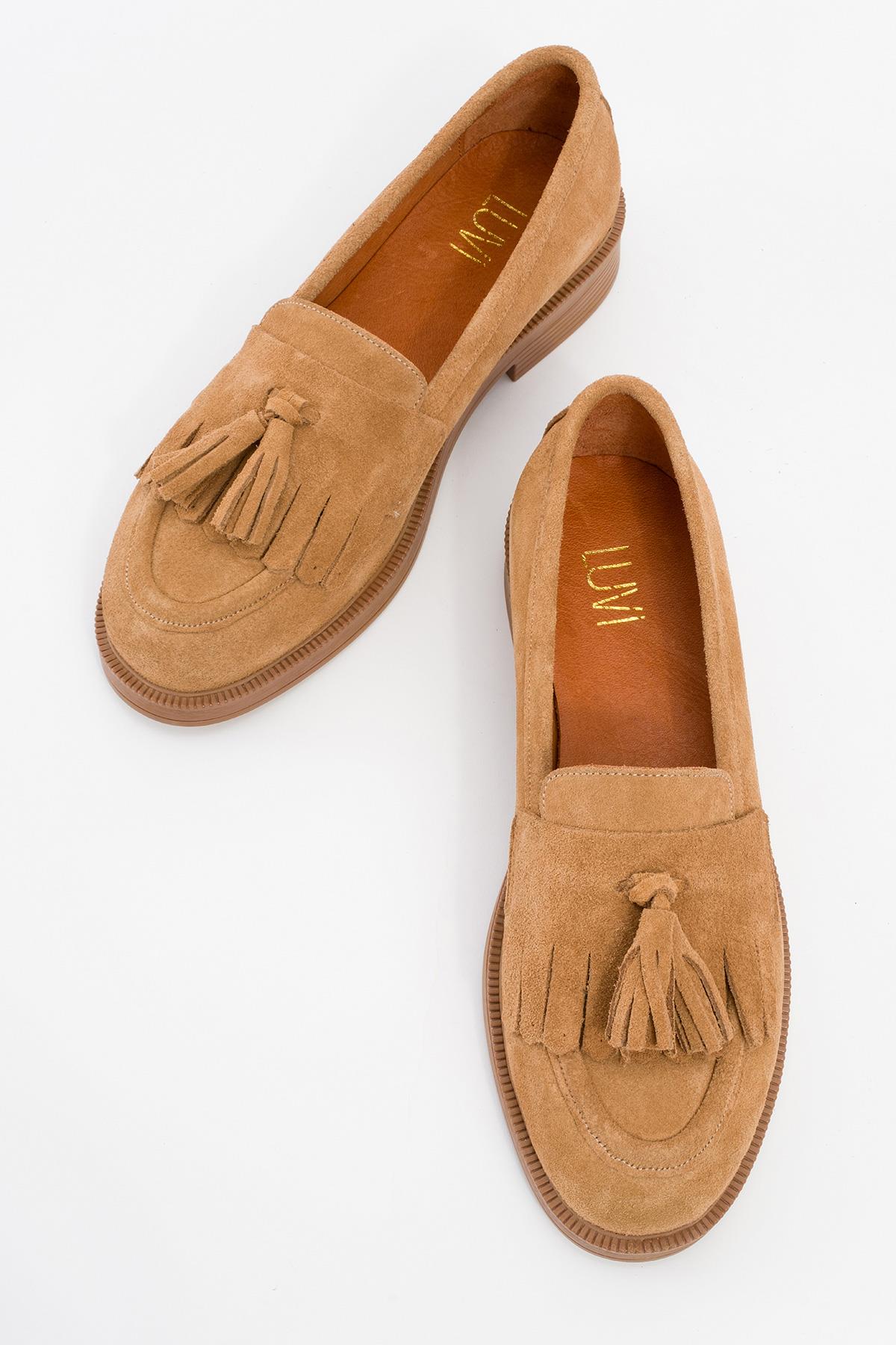Milly - Cognac Brown Suede Leather Tassel Loafers - Image 2