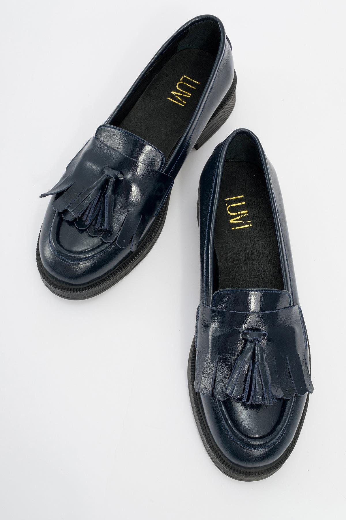 Milly - Navy Patent Leather Tassel Loafers - Image 2