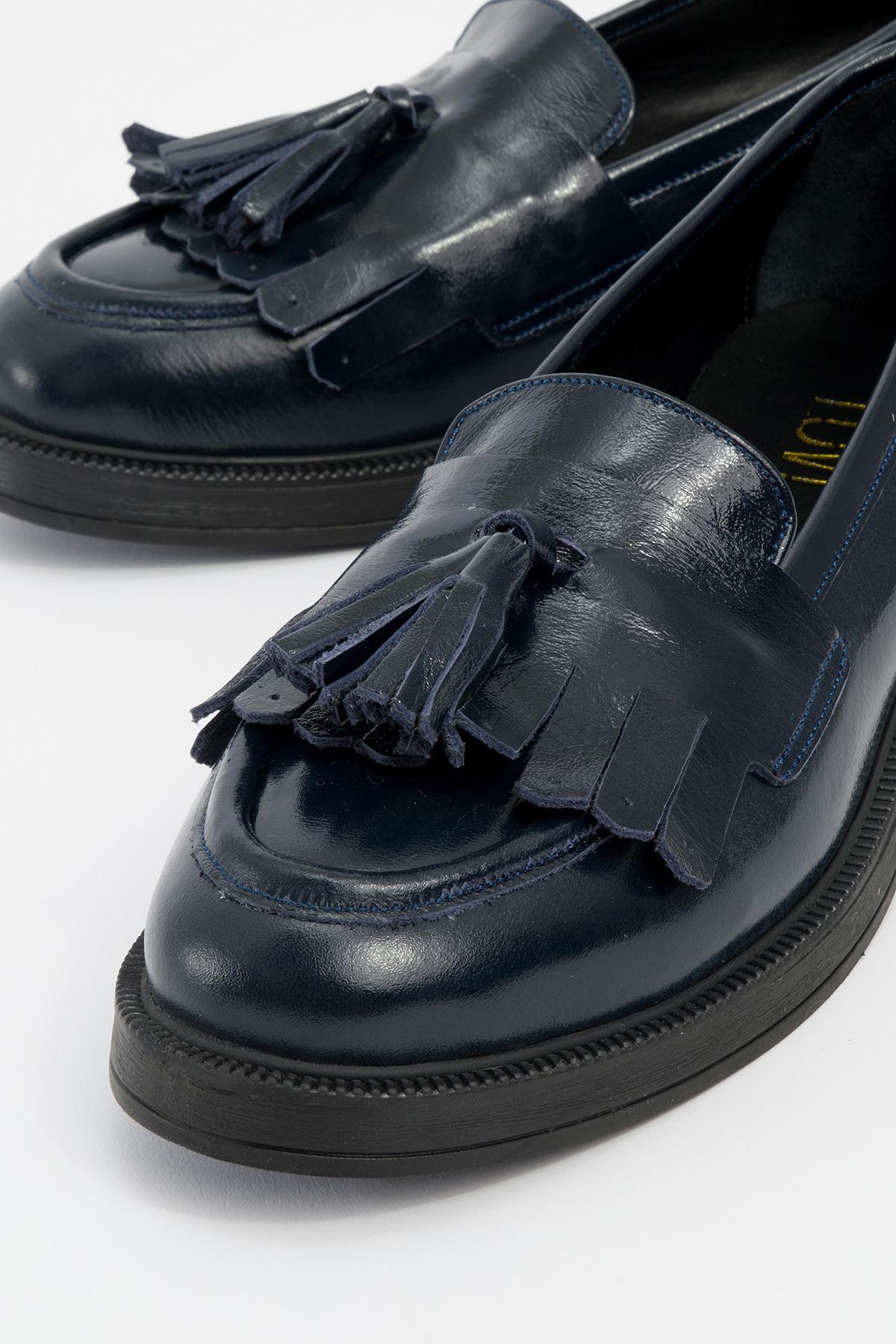 Milly - Navy Patent Leather Tassel Loafers - Image 3