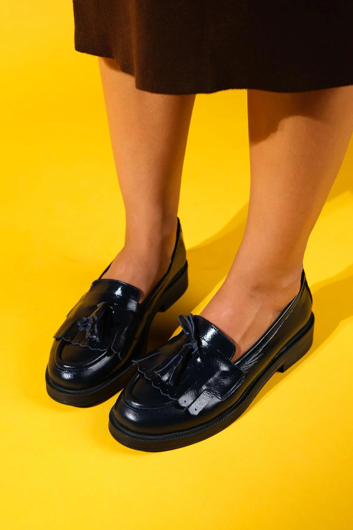 Milly - Navy Patent Leather Tassel Loafers - Image 5