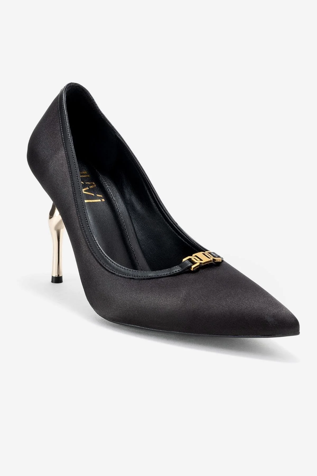 Milos - Black Satin Buckle High Heel (Women) - Image 3
