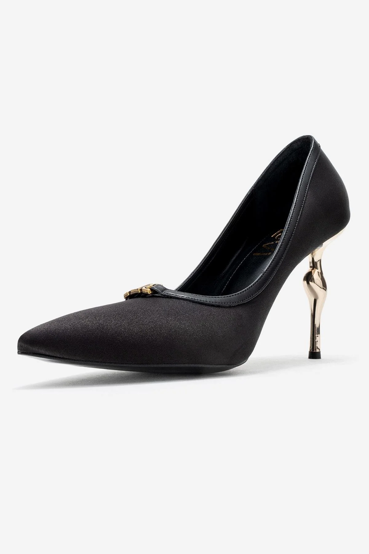 Milos - Black Satin Buckle High Heel (Women) - Image 4