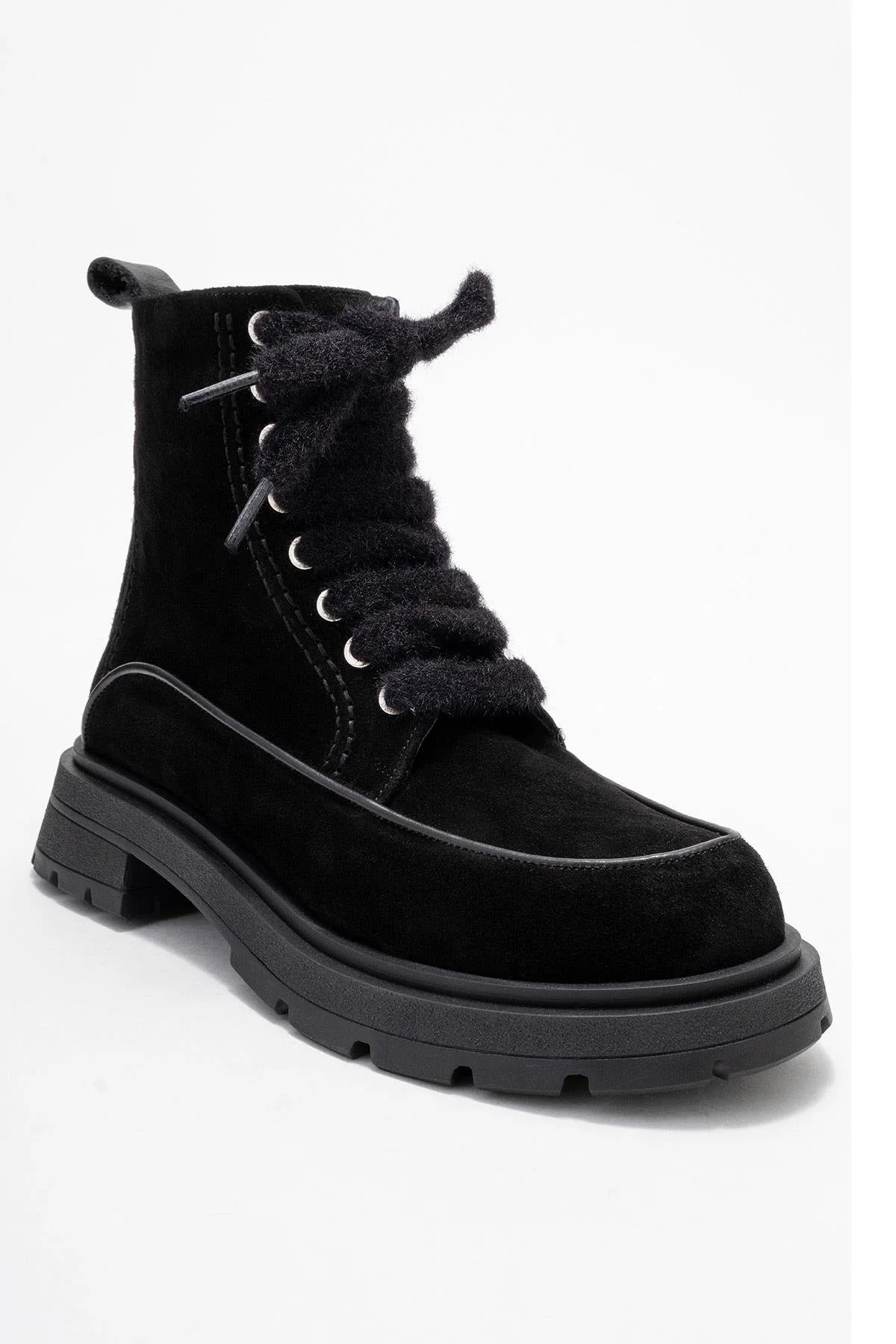 Mina - Black Genuine Leather Combat Boot (Women) - Image 3