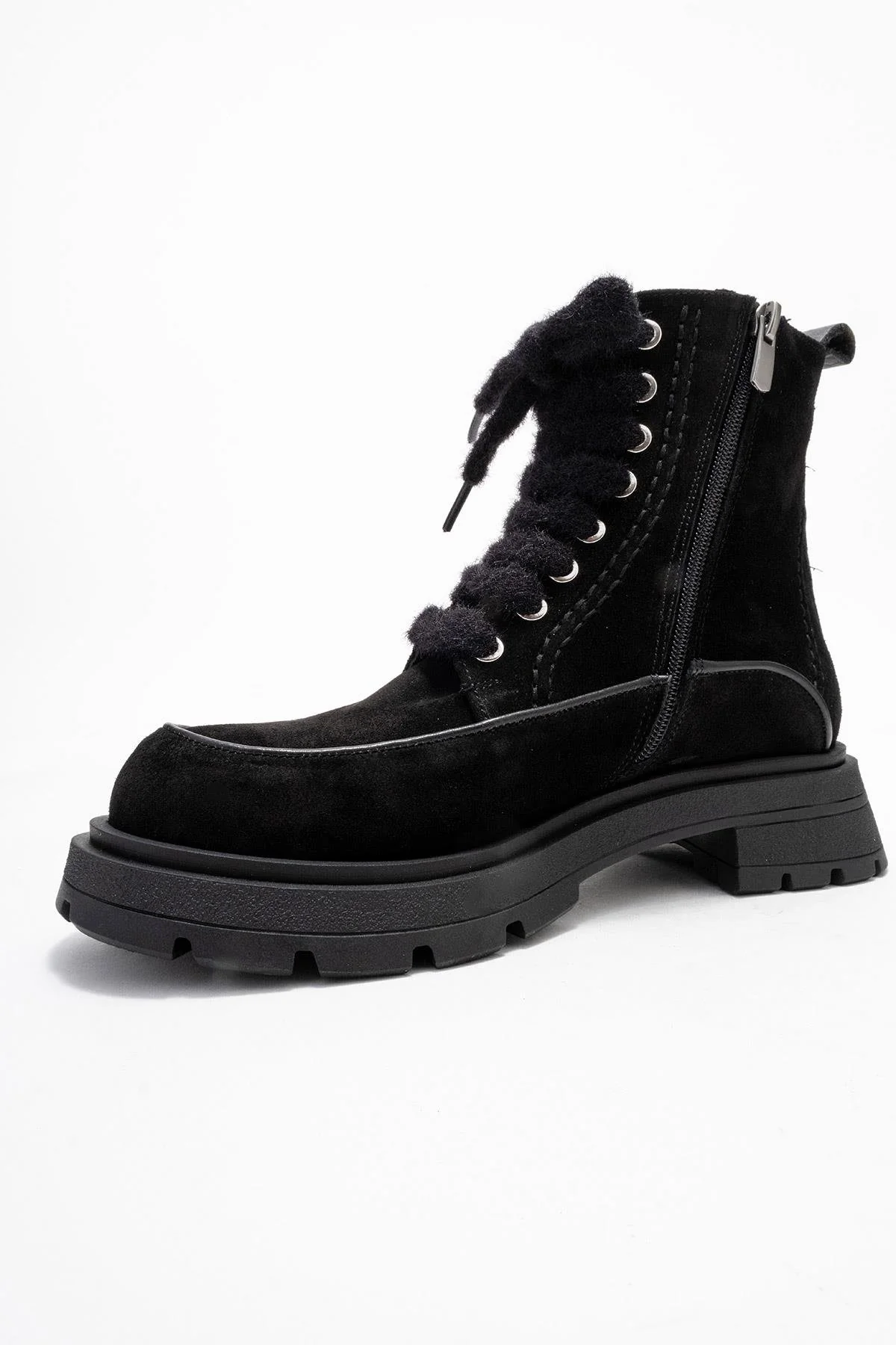 Mina - Black Genuine Leather Combat Boot (Women) - Image 4