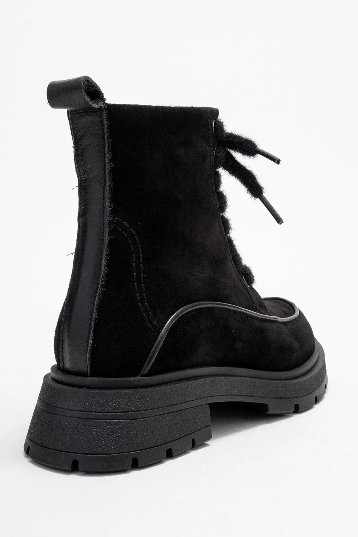 Mina - Black Genuine Leather Combat Boot (Women) - Image 5