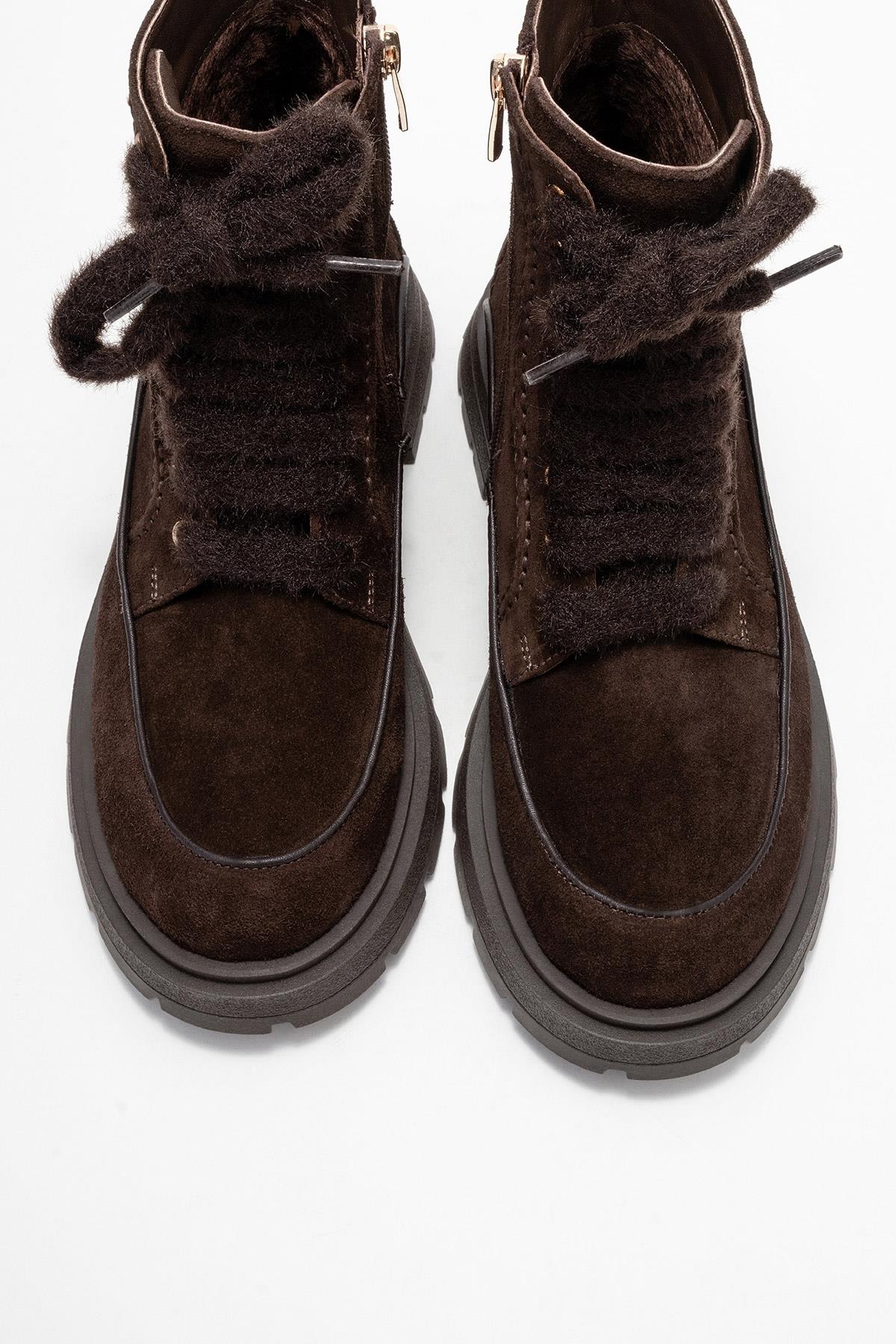 Mina - Brown Genuine Leather Combat Boot (Women) - Image 2