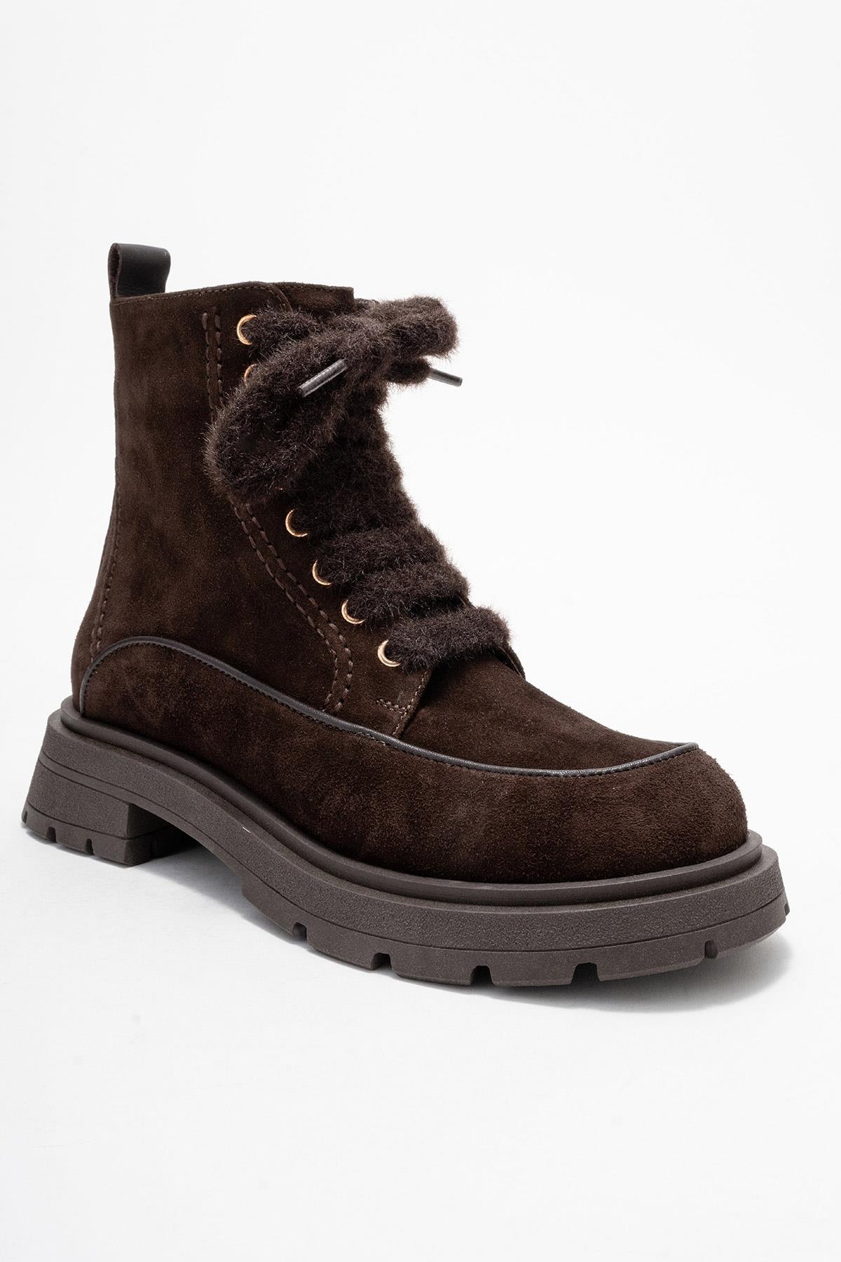 Mina - Brown Genuine Leather Combat Boot (Women) - Image 3