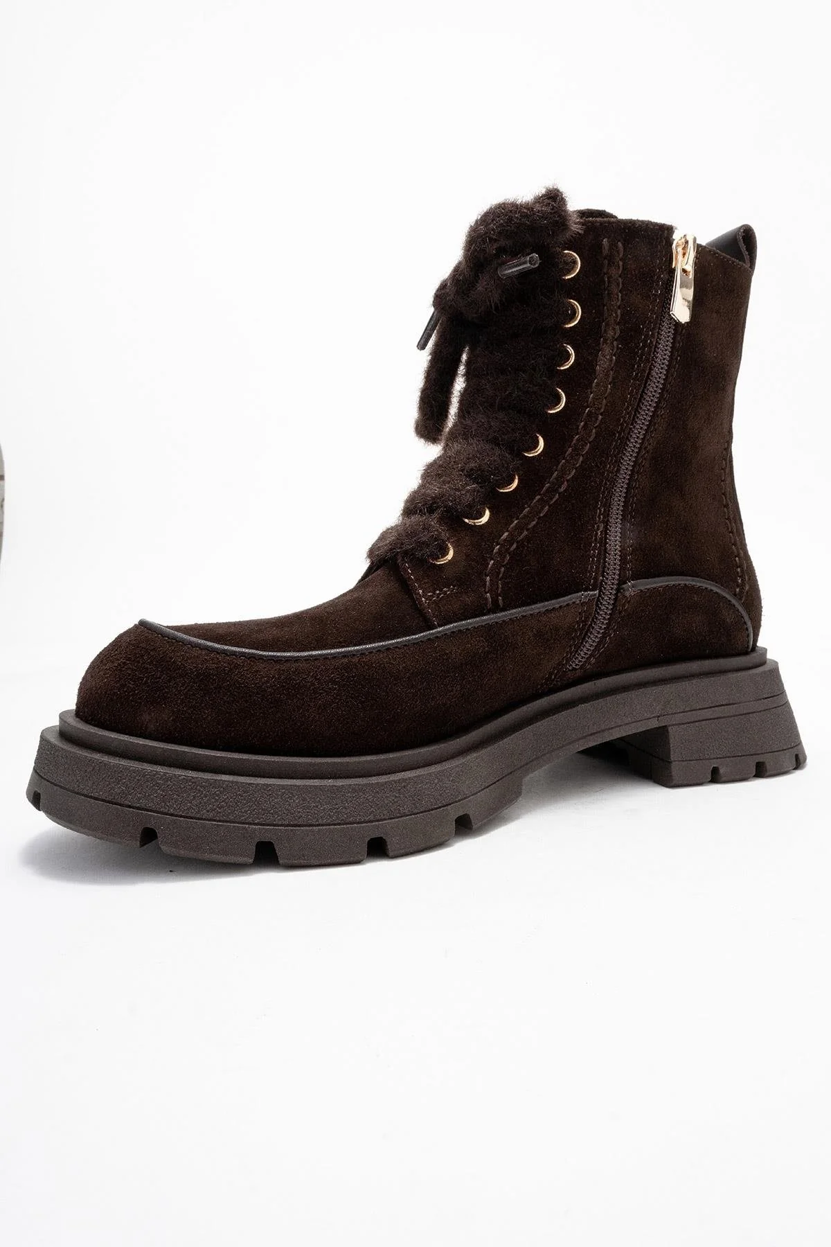 Mina - Brown Genuine Leather Combat Boot (Women) - Image 4
