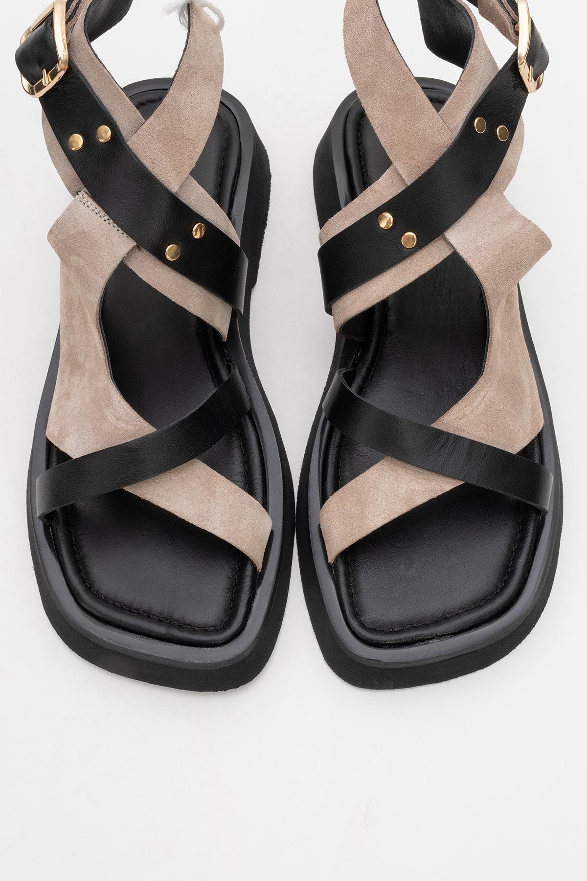 Minnea - Beige Suede Leather Sandal (Women) - Image 2