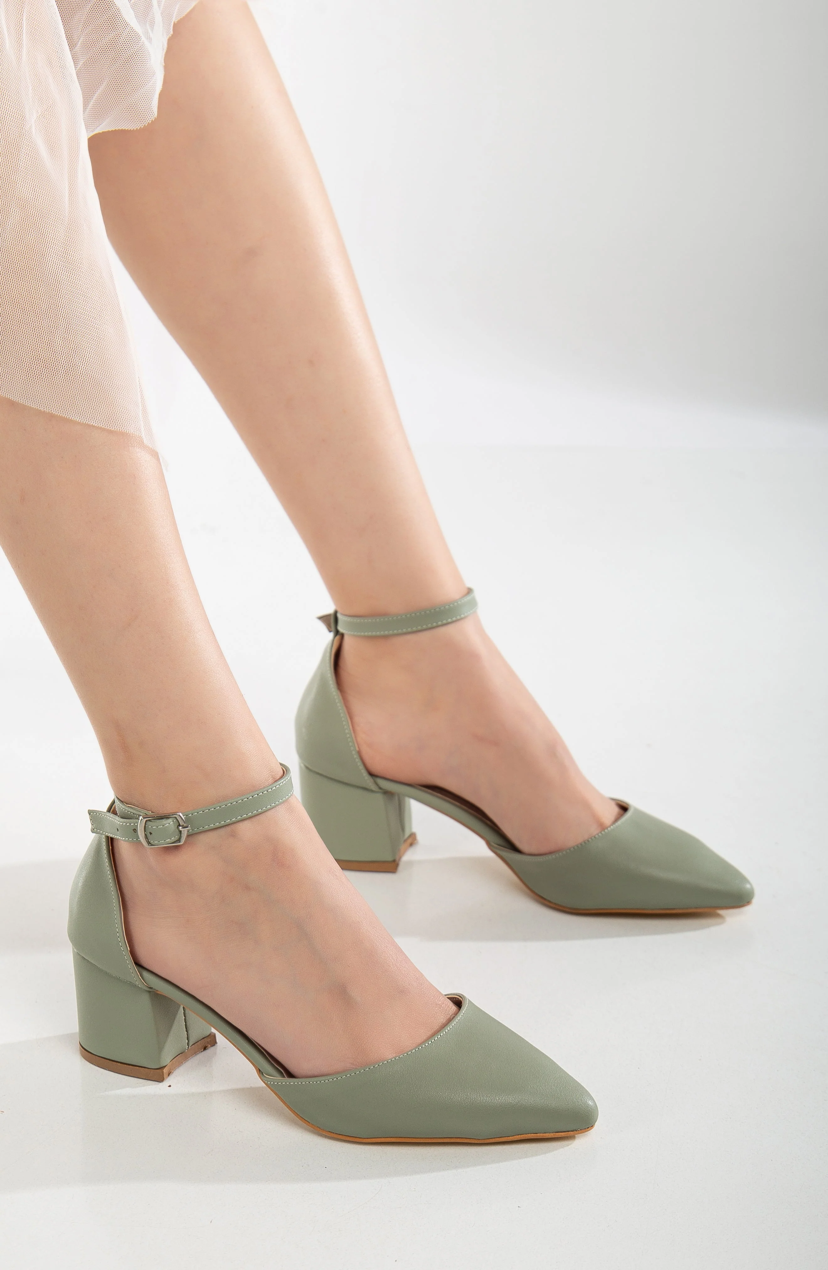 Miranda - Sage Green Pumps with Pearls - Image 6