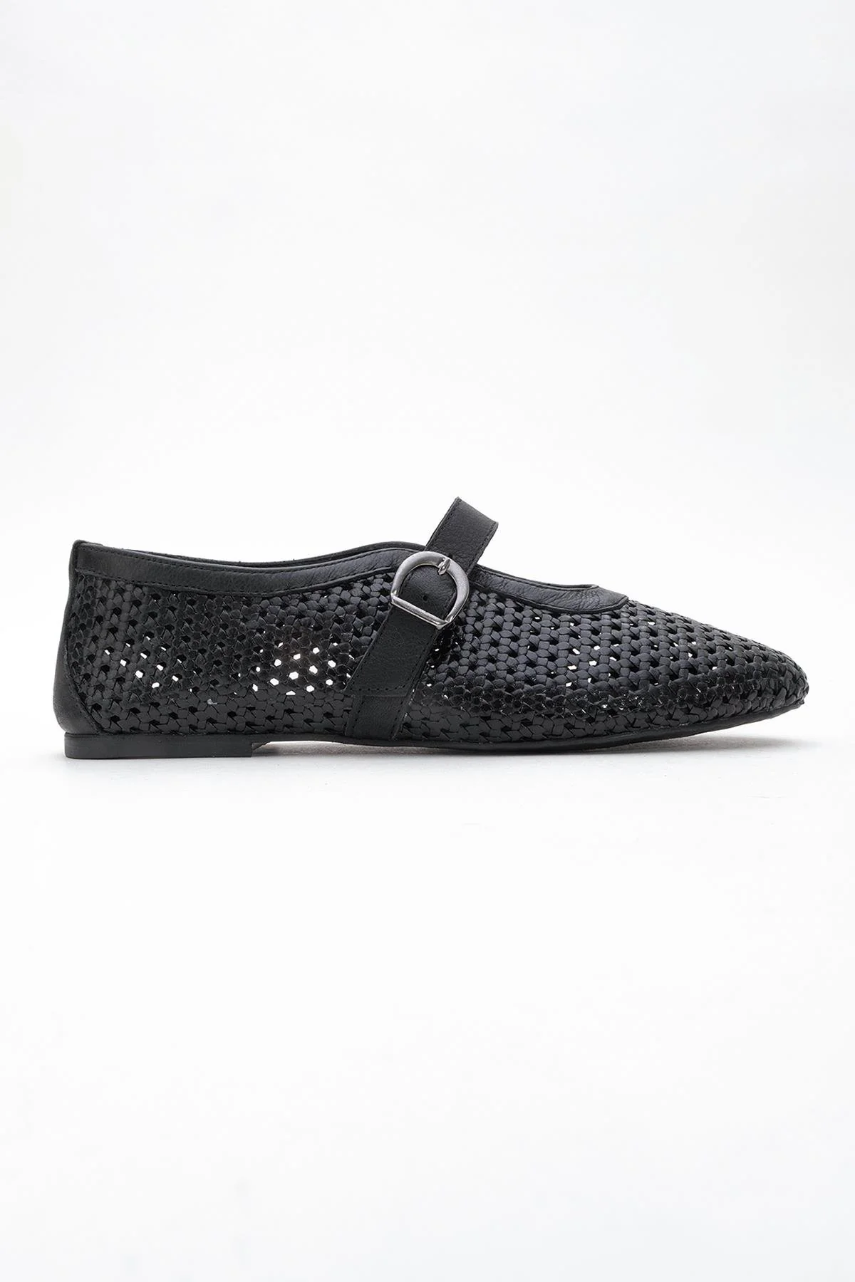 MIRELLA Black Braided Leather Ballet Flats (Women) - Image 6
