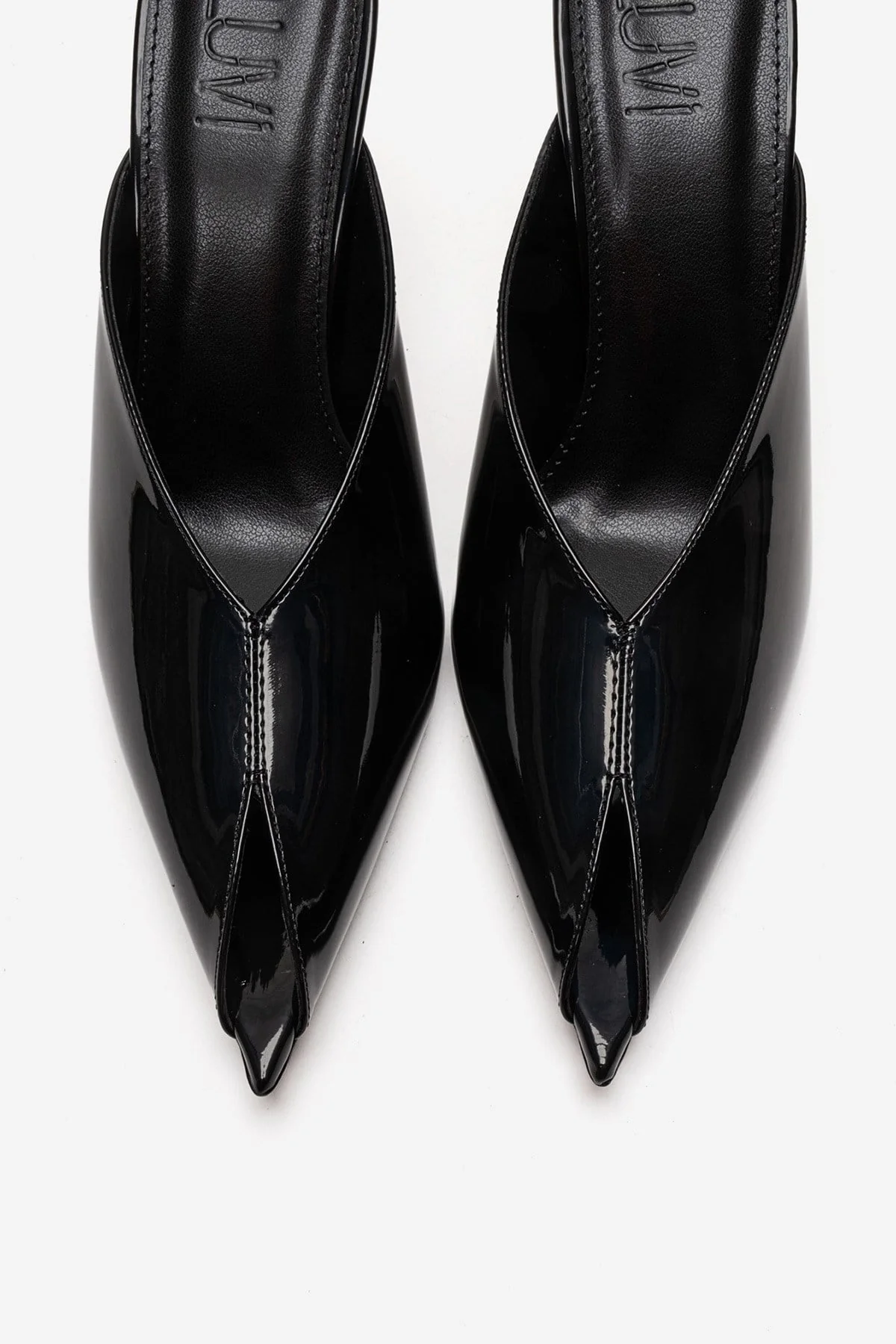 Mirena - Black Genuine Leather Stiletto Mule (Women) - Image 2