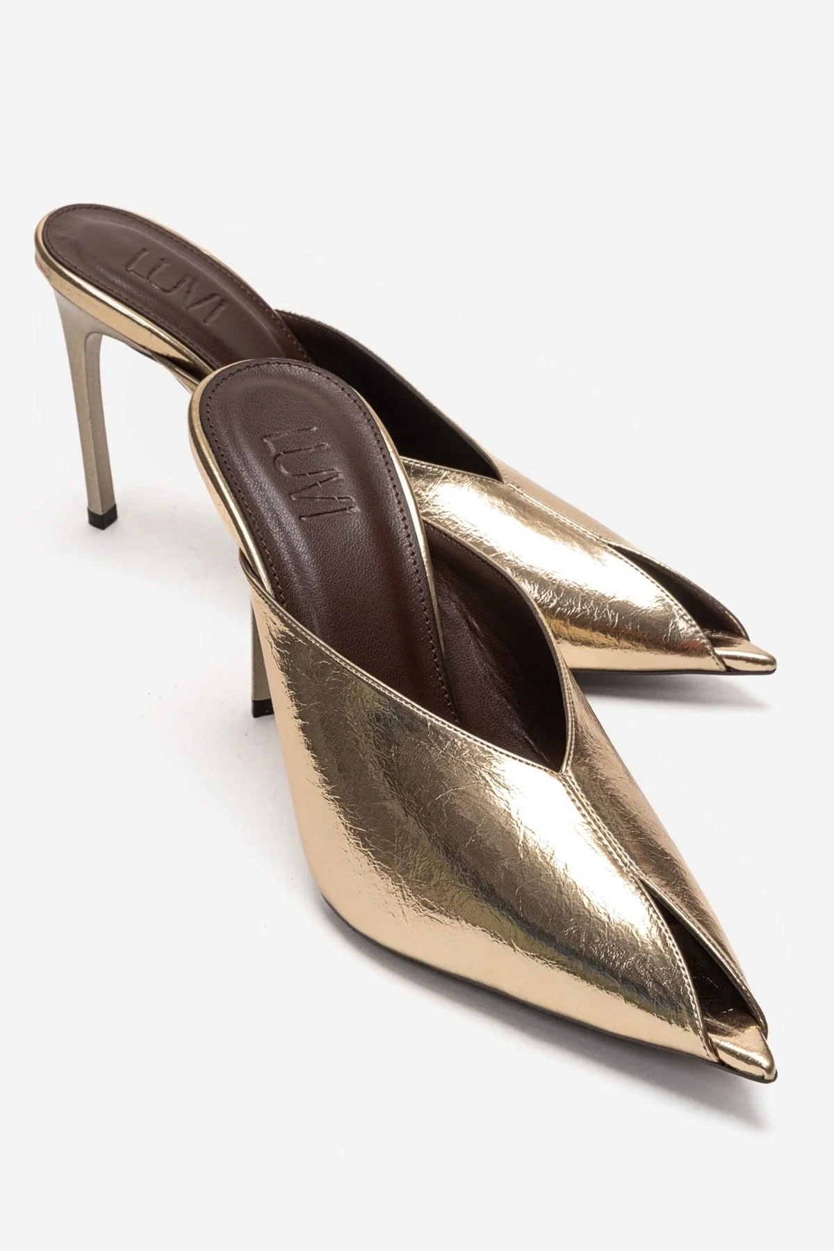 MIRENA - Gold Genuine Leather Stiletto Mule (Women)