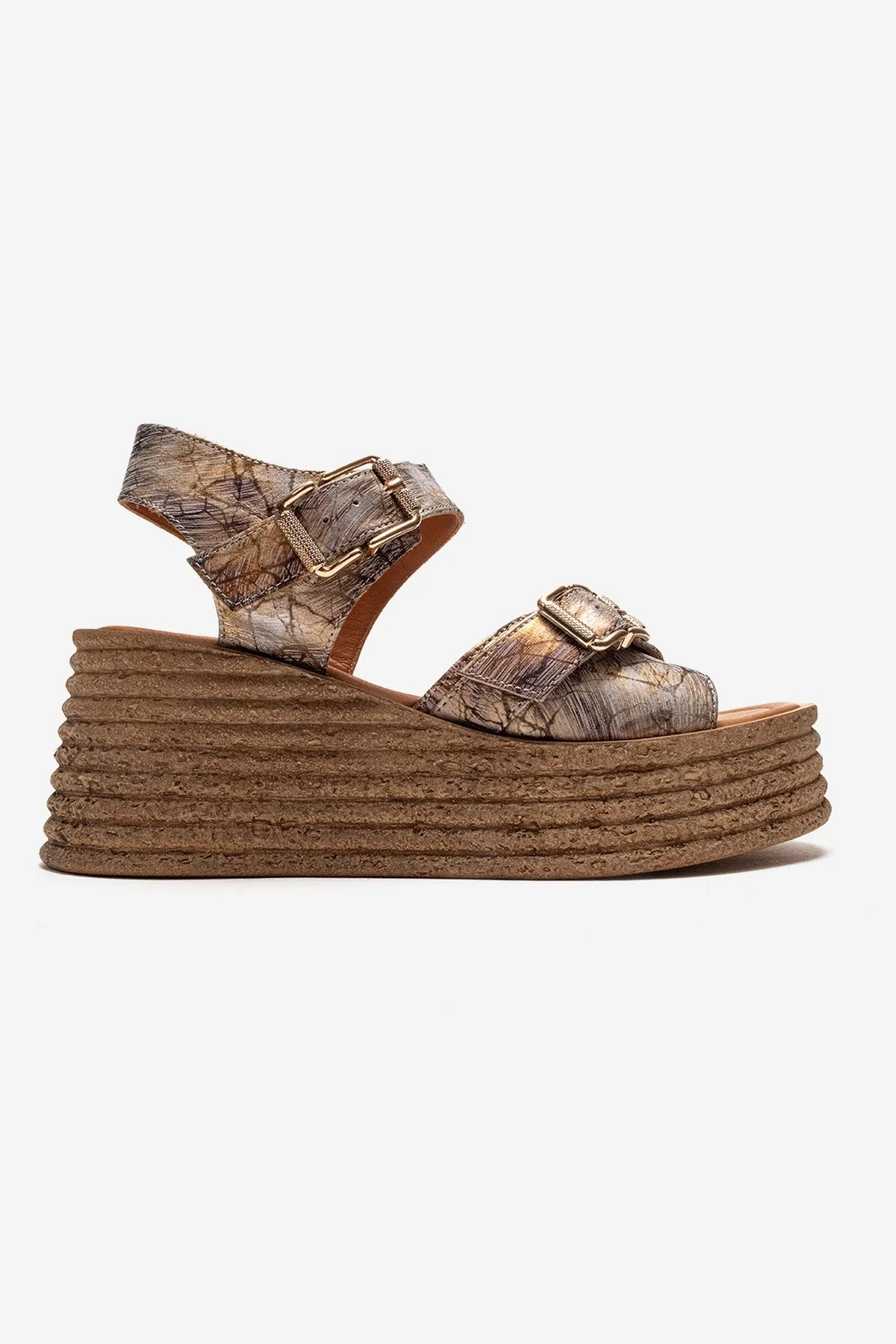 MIRETTE - Gold Genuine Leather Platform Sandal (Women) - Image 4