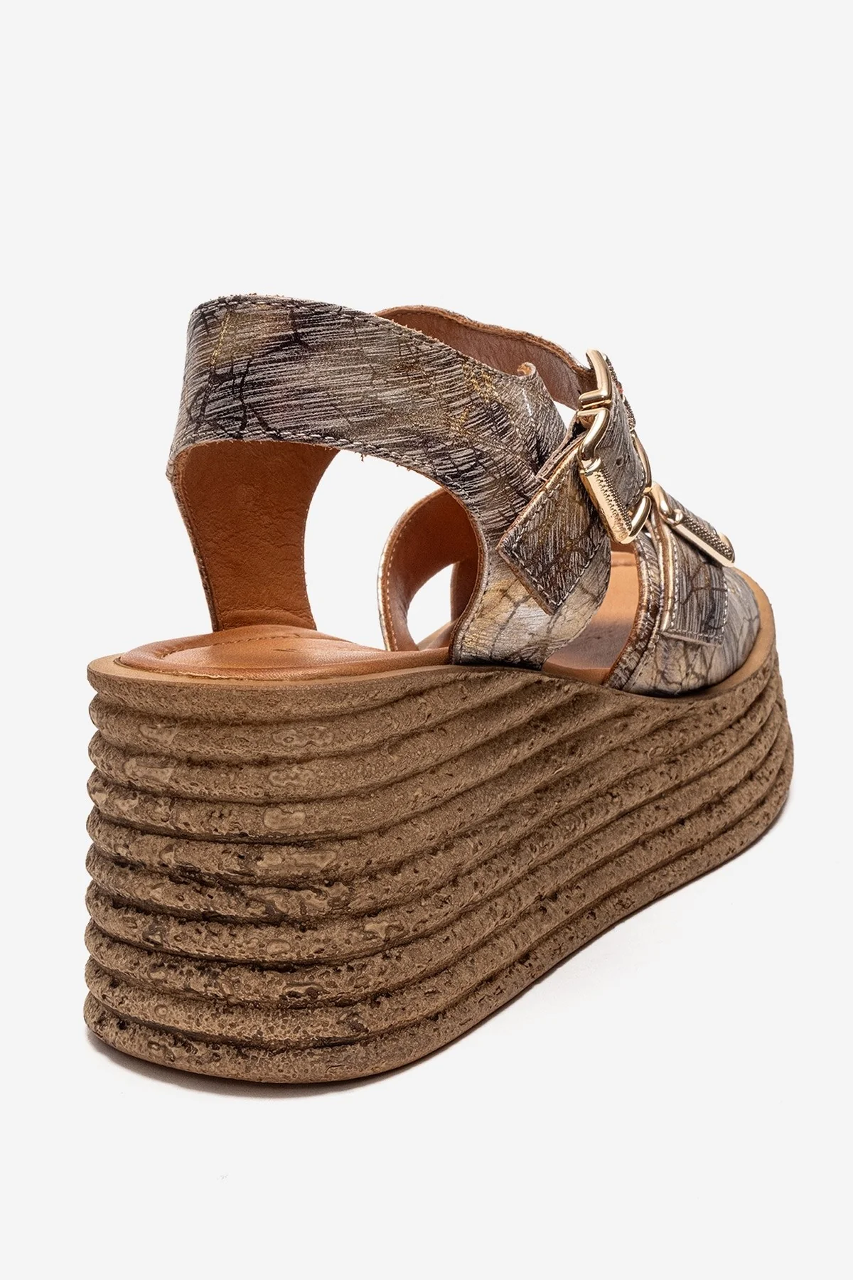 MIRETTE - Gold Genuine Leather Platform Sandal (Women) - Image 5