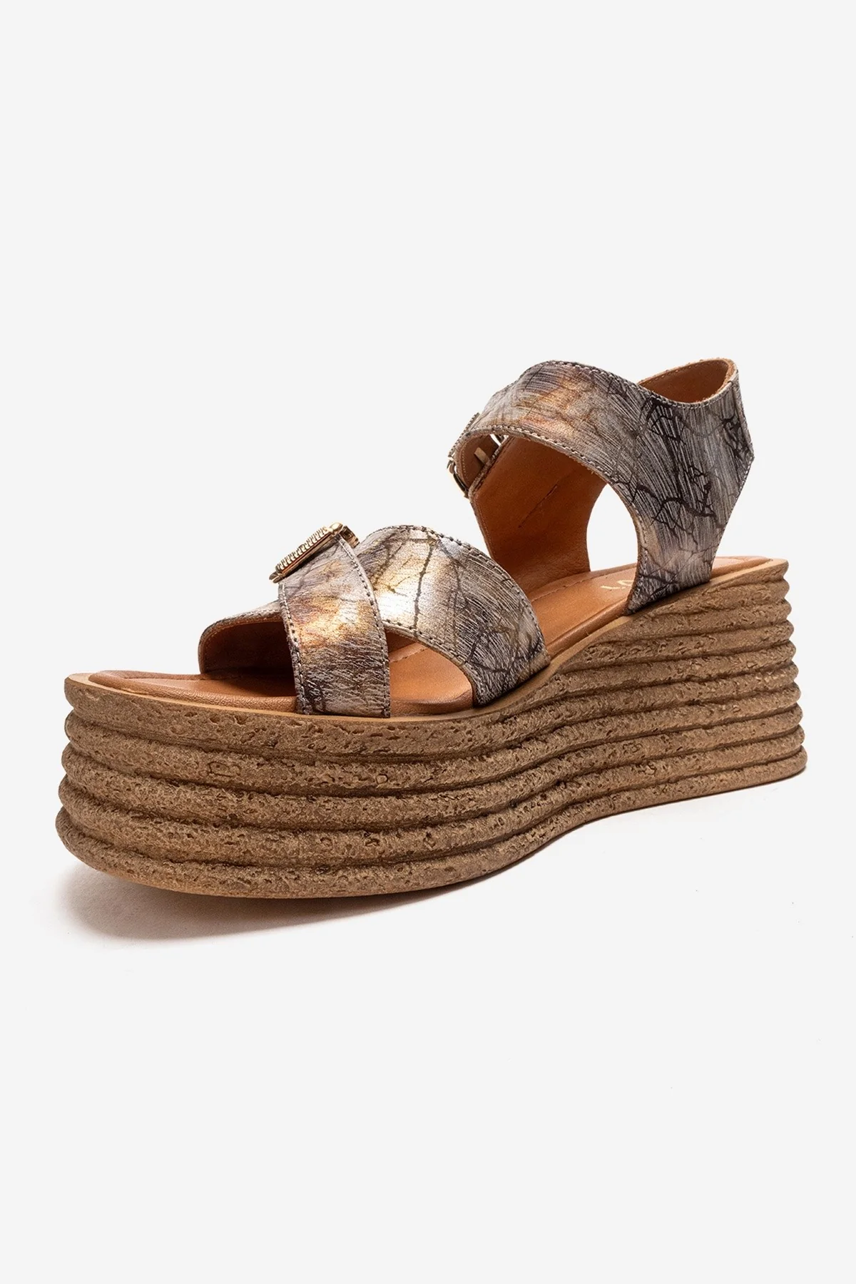 MIRETTE - Gold Genuine Leather Platform Sandal (Women) - Image 6