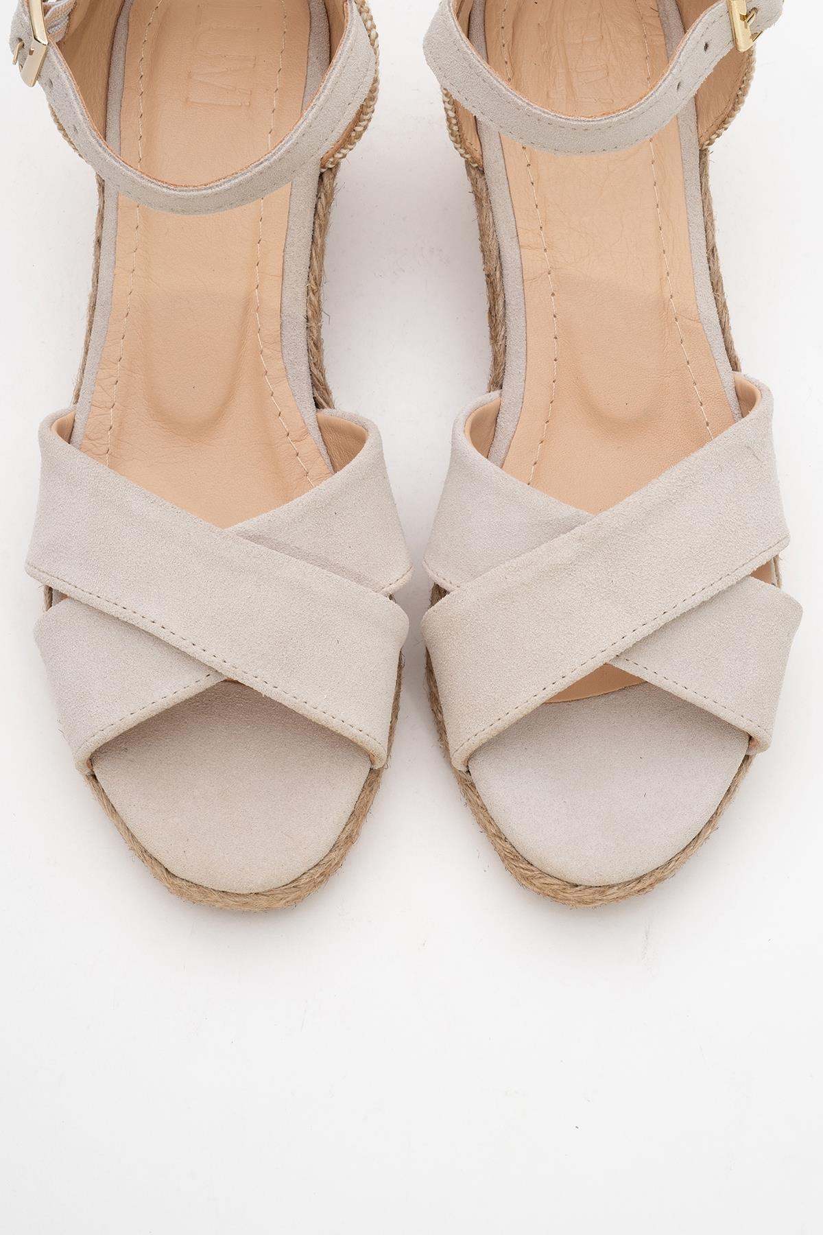 Miria - Beige Suede Leather Platform Espadrille (Women) - Image 2