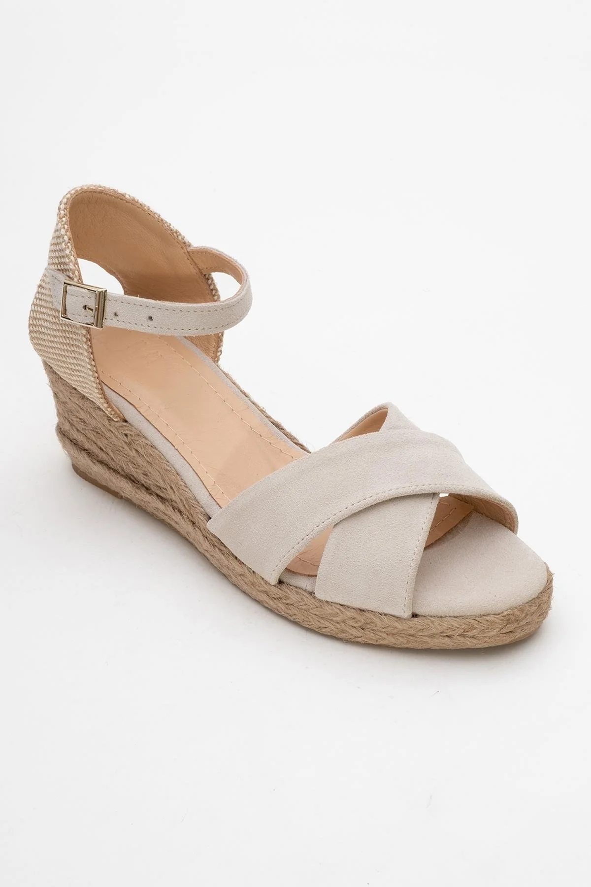 Miria - Beige Suede Leather Platform Espadrille (Women) - Image 3
