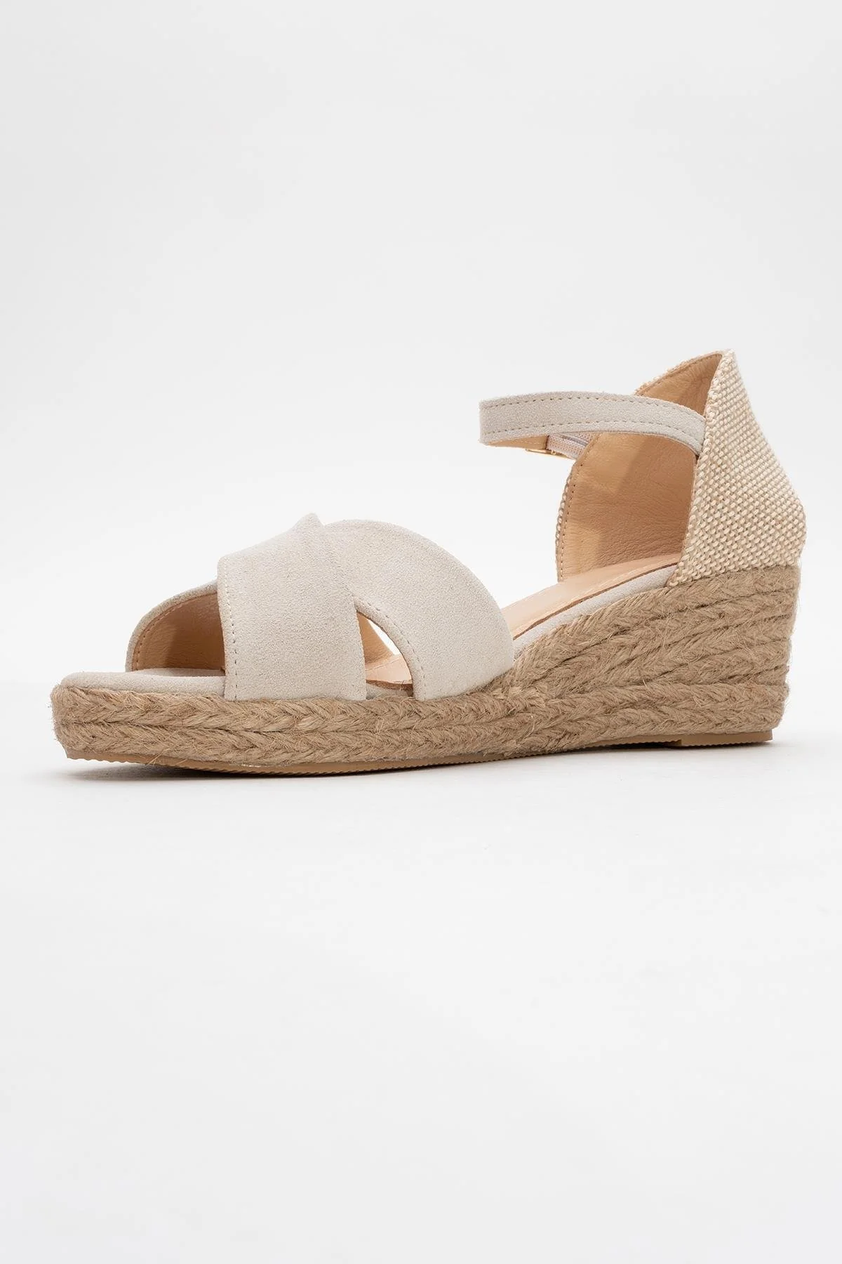 Miria - Beige Suede Leather Platform Espadrille (Women) - Image 4